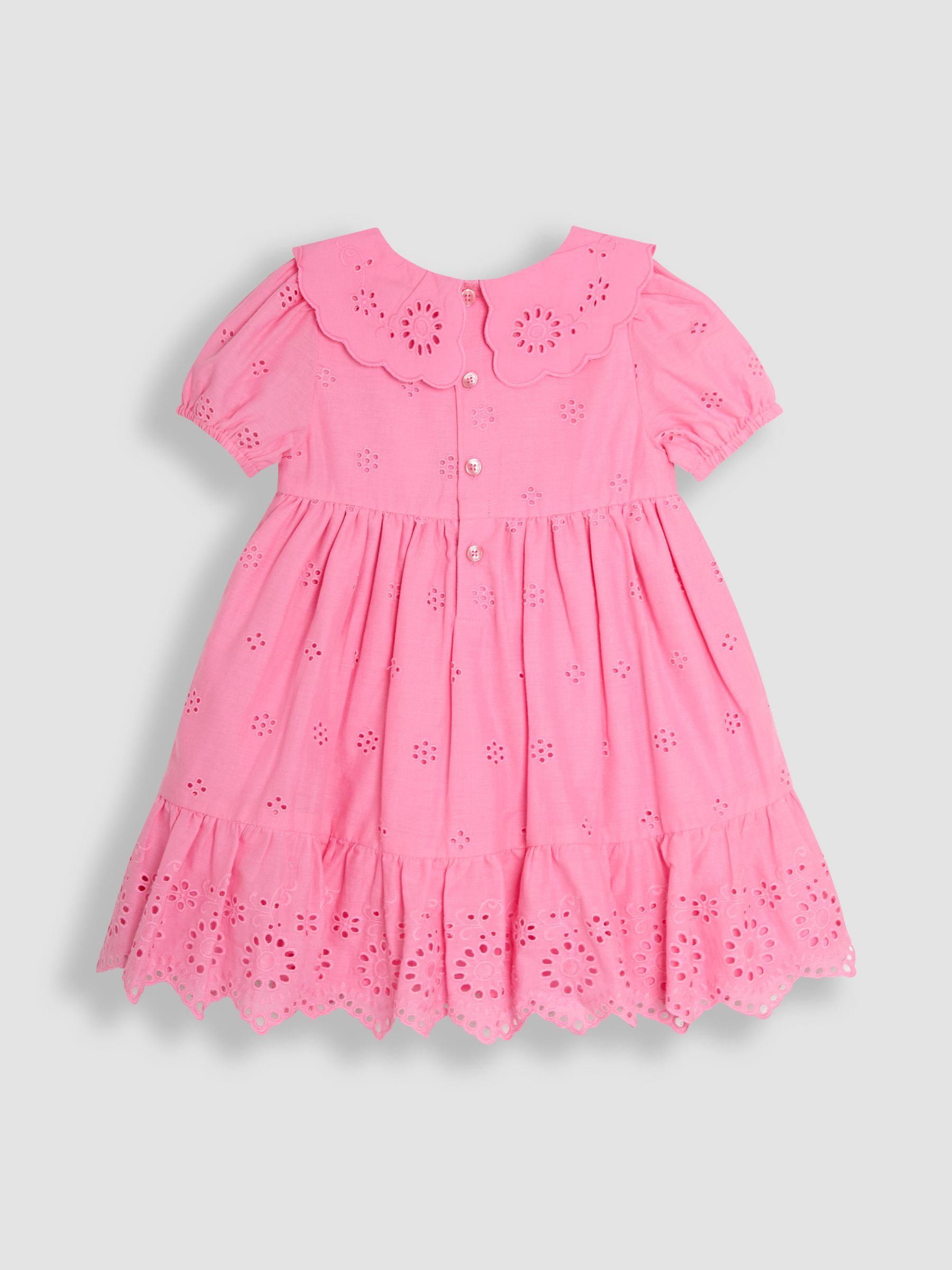 Pink Broderie Puff Sleeve 100% Cotton Dress