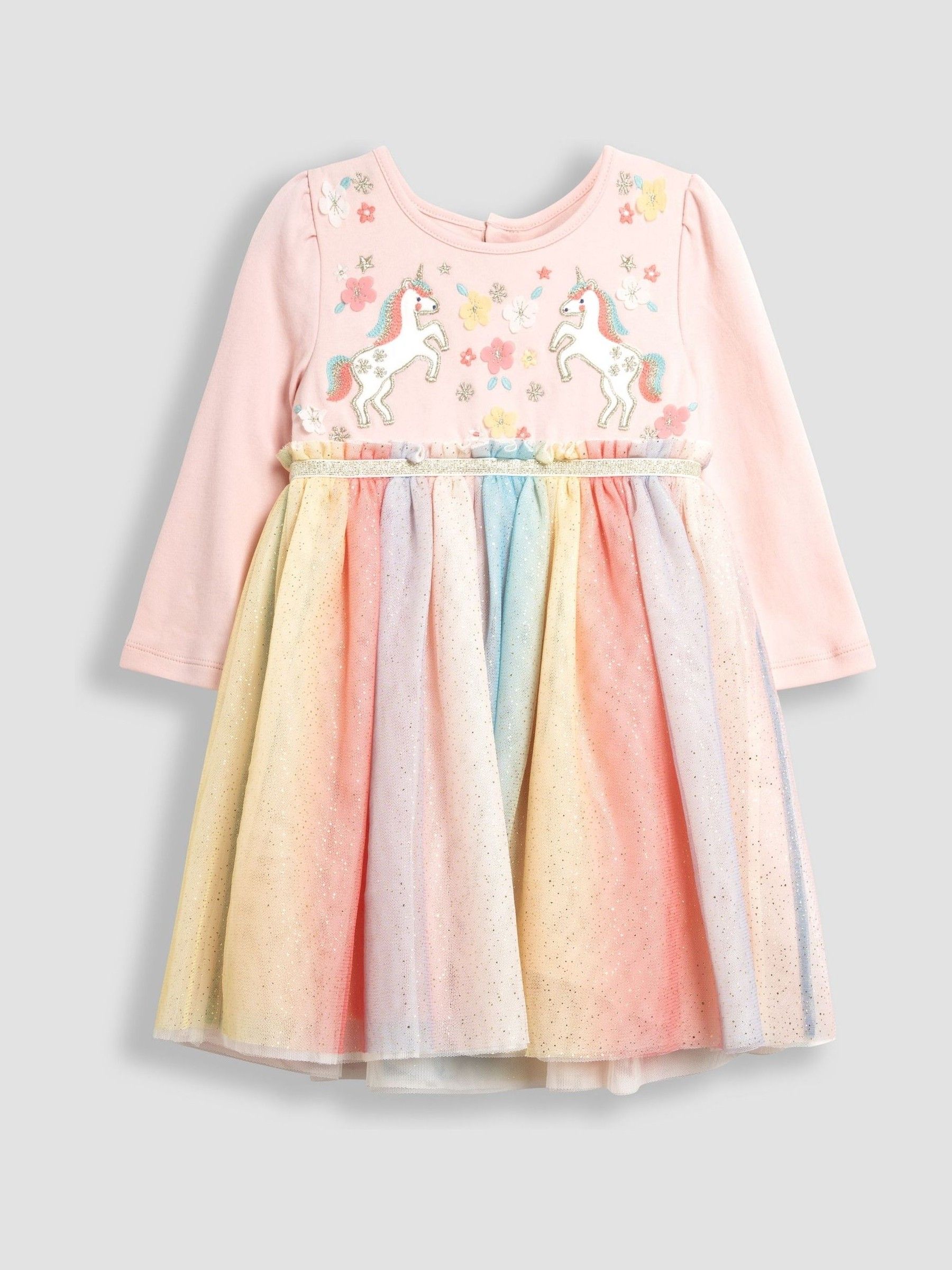 Pink Unicorn Rainbow Tulle Party Dress