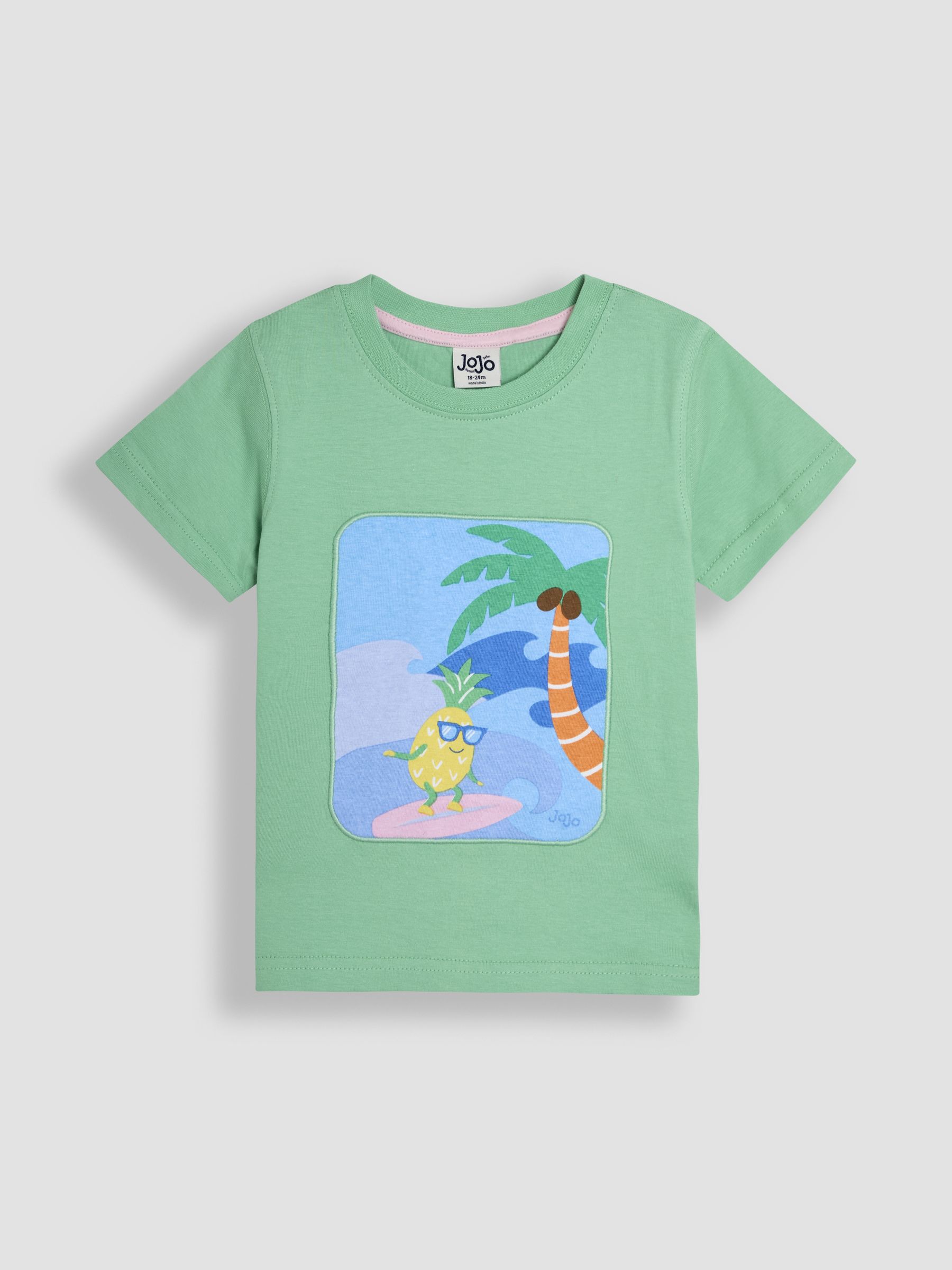 Green Surfing Pineapple Printed T-Shirt
