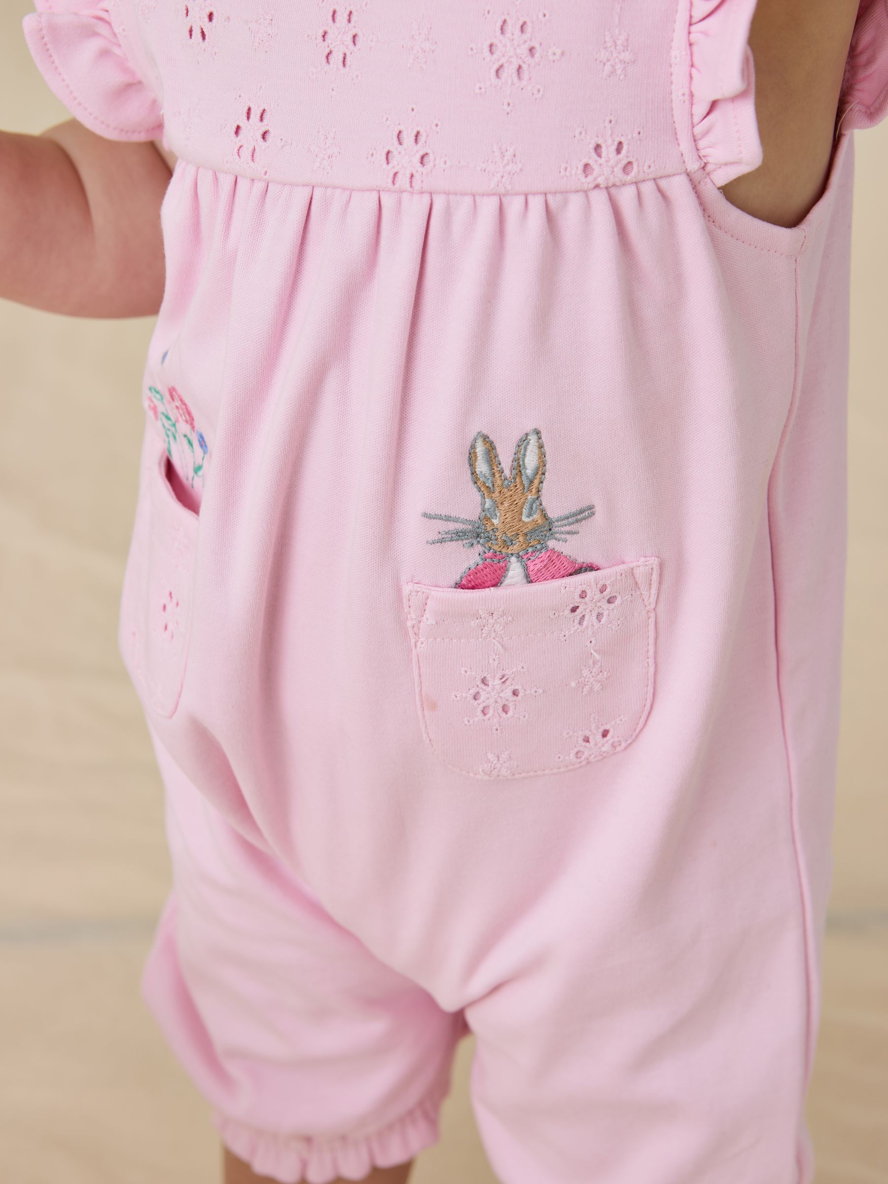 Pink Flopsy Bunny Frill Broderie Romper