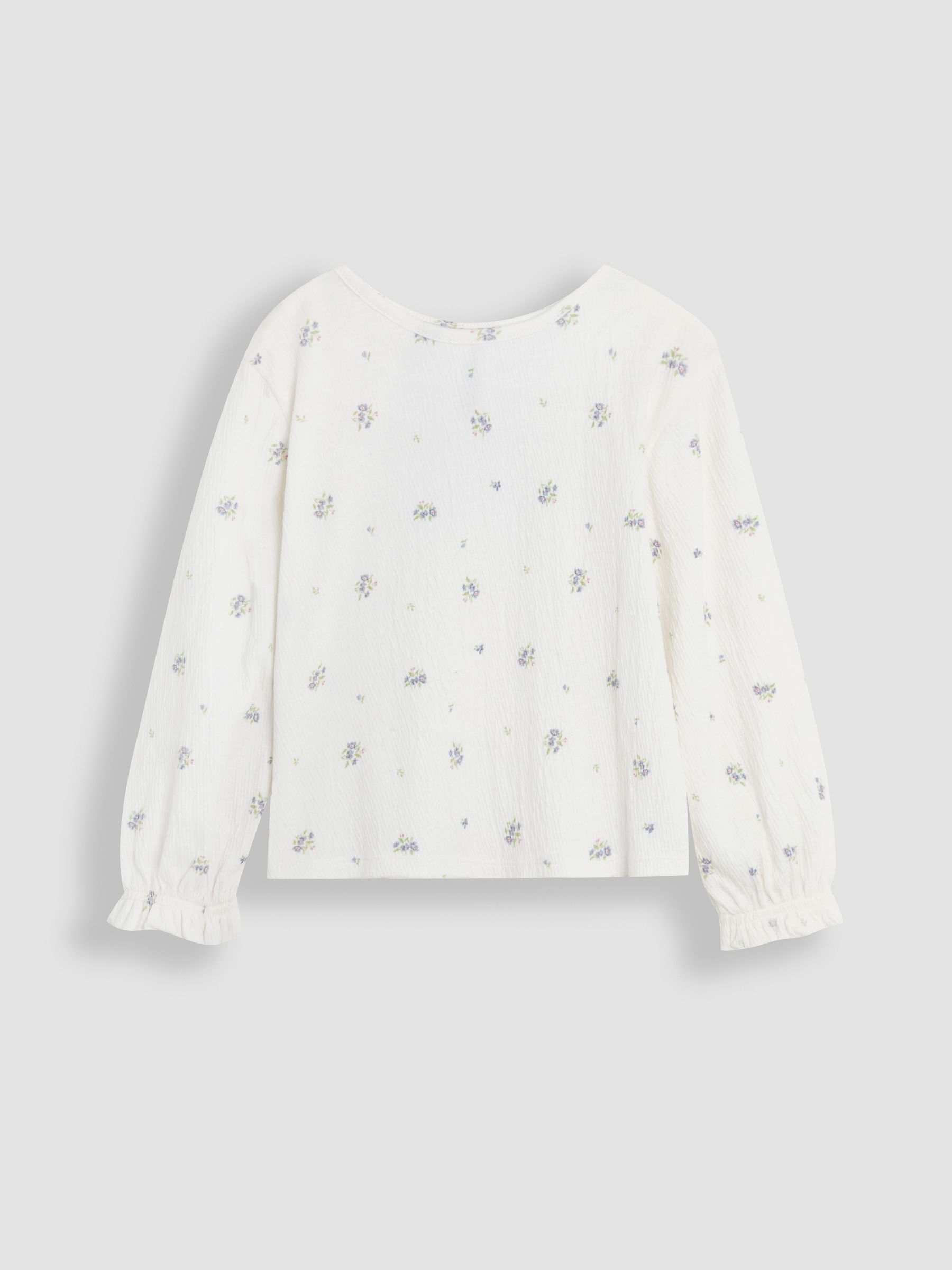 Cream Floral Frill Cuff Top