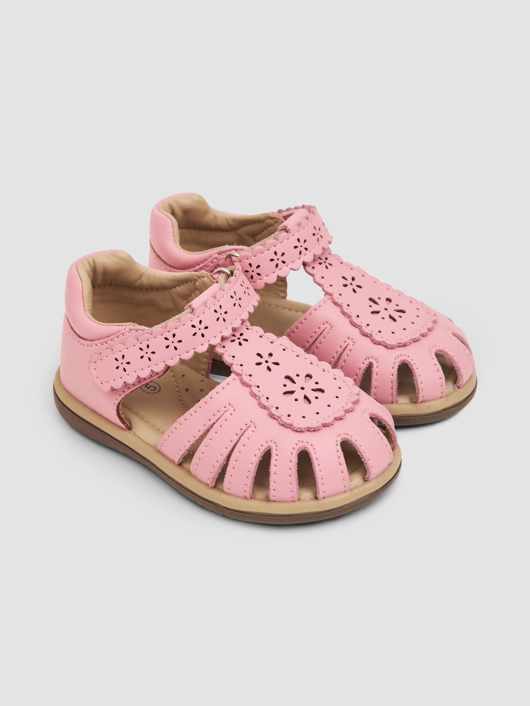 Pink Pretty Leather Closed Toe Sandals
