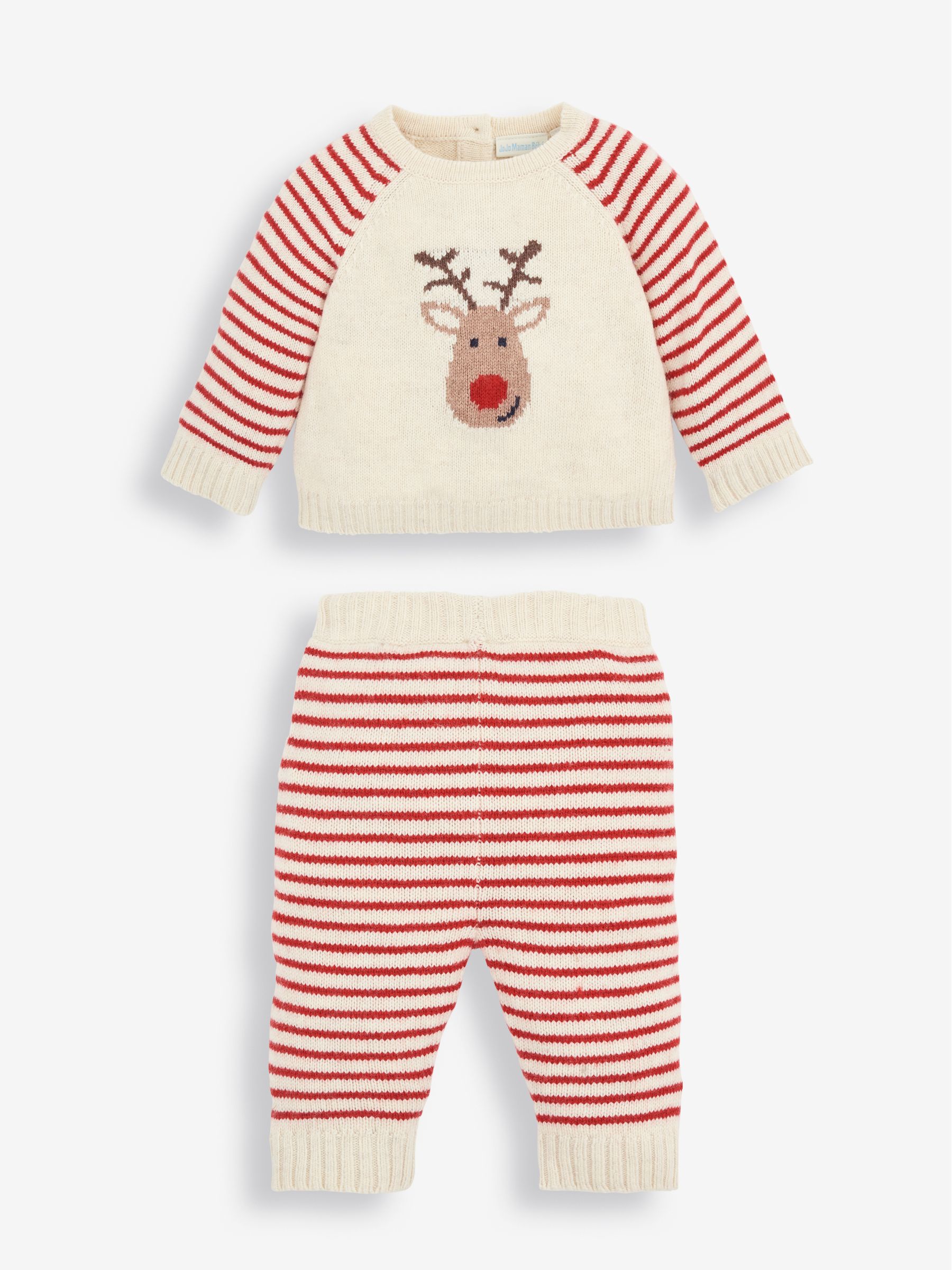 Reindeer Knitted Baby Set in Cream