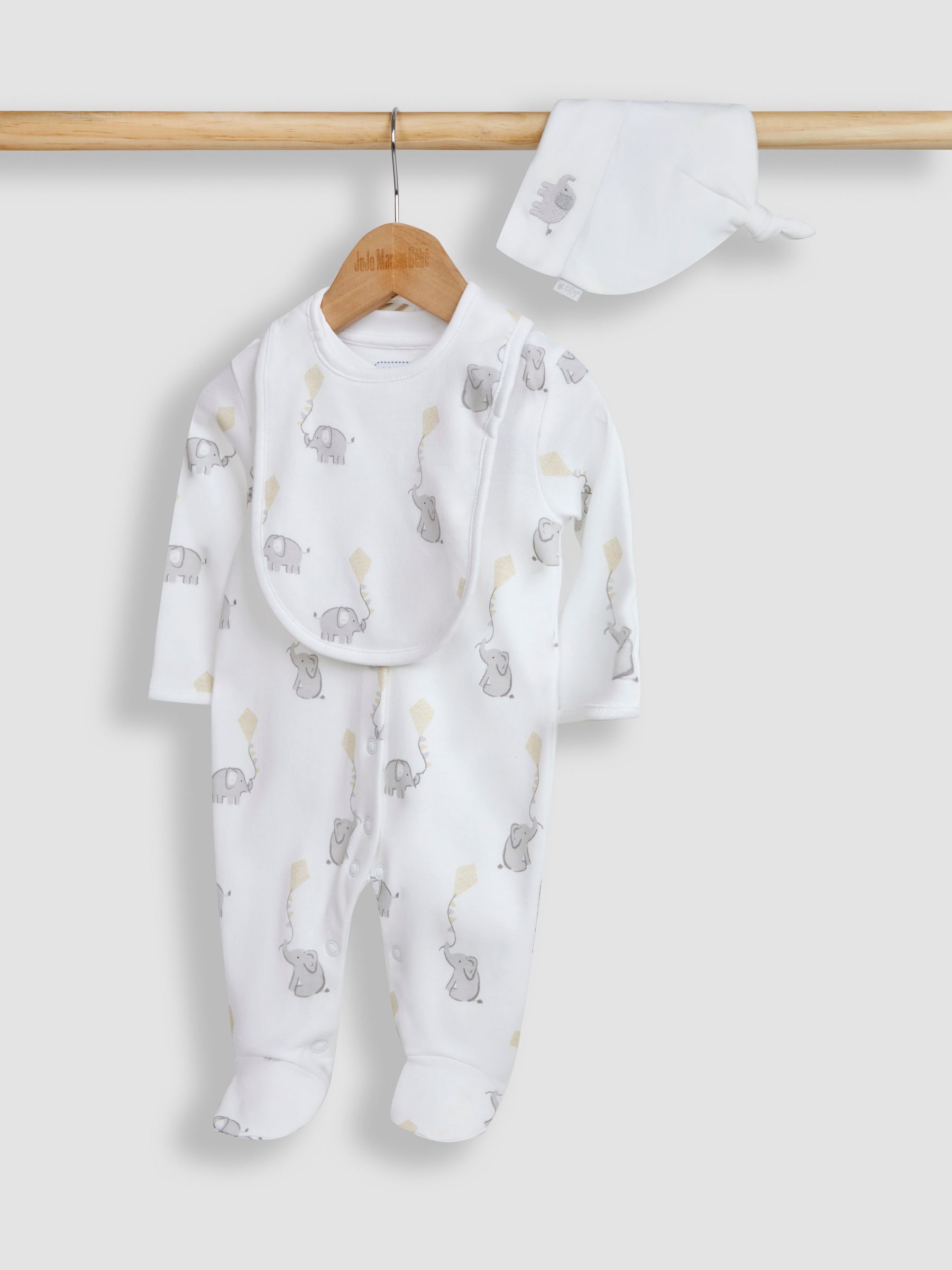 3-Pack Sleepsuit, Hat & Bib Set in White