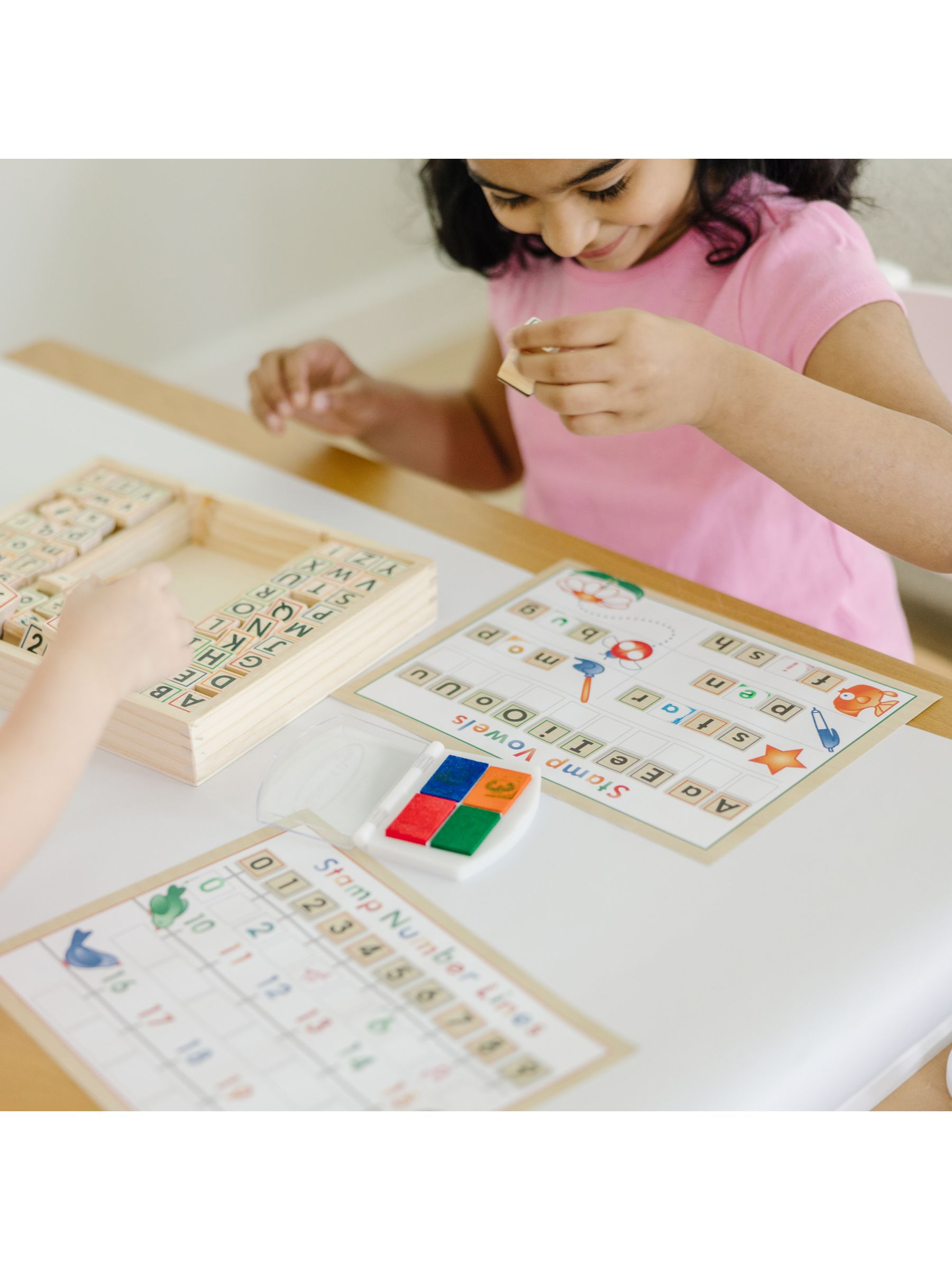 Melissa & Doug Deluxe Wooden Stamp Set ABCs 123s