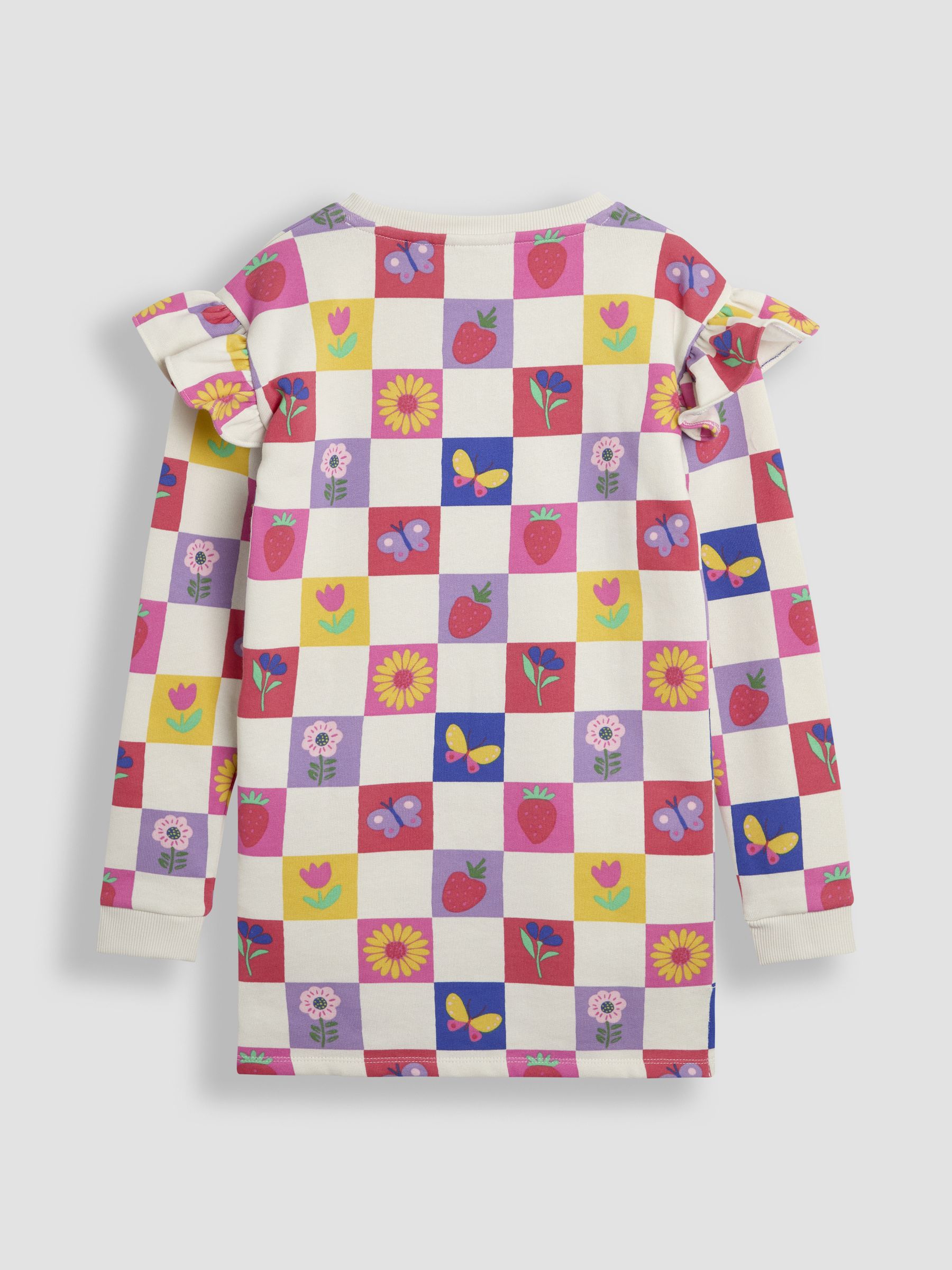 Cream Garden Checkered Sweat Dress