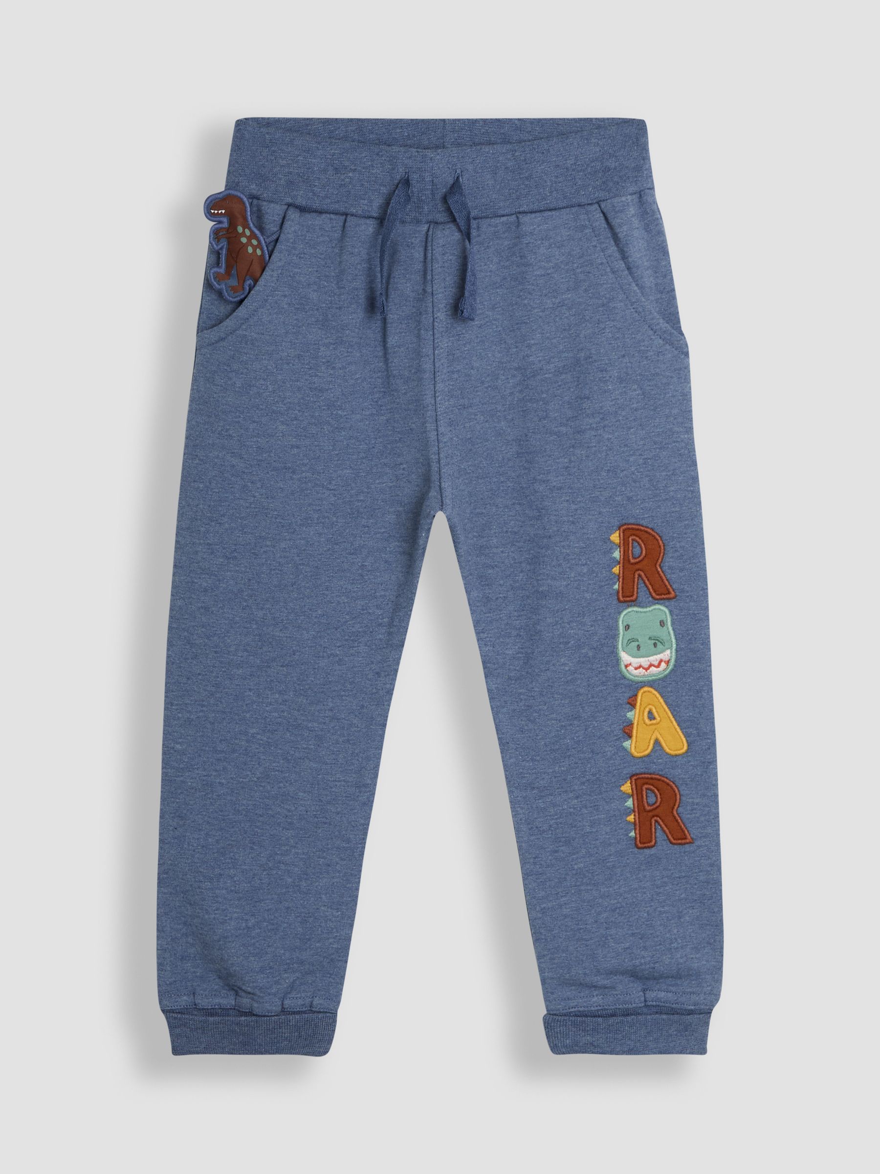 Navy Blue Construction Fitted Appliqué Joggers