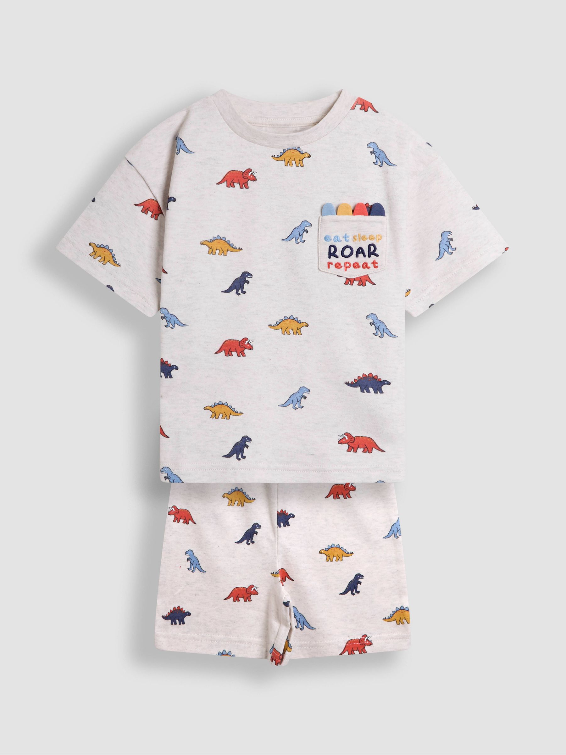 Grey Embroidered Jersey Pyjamas