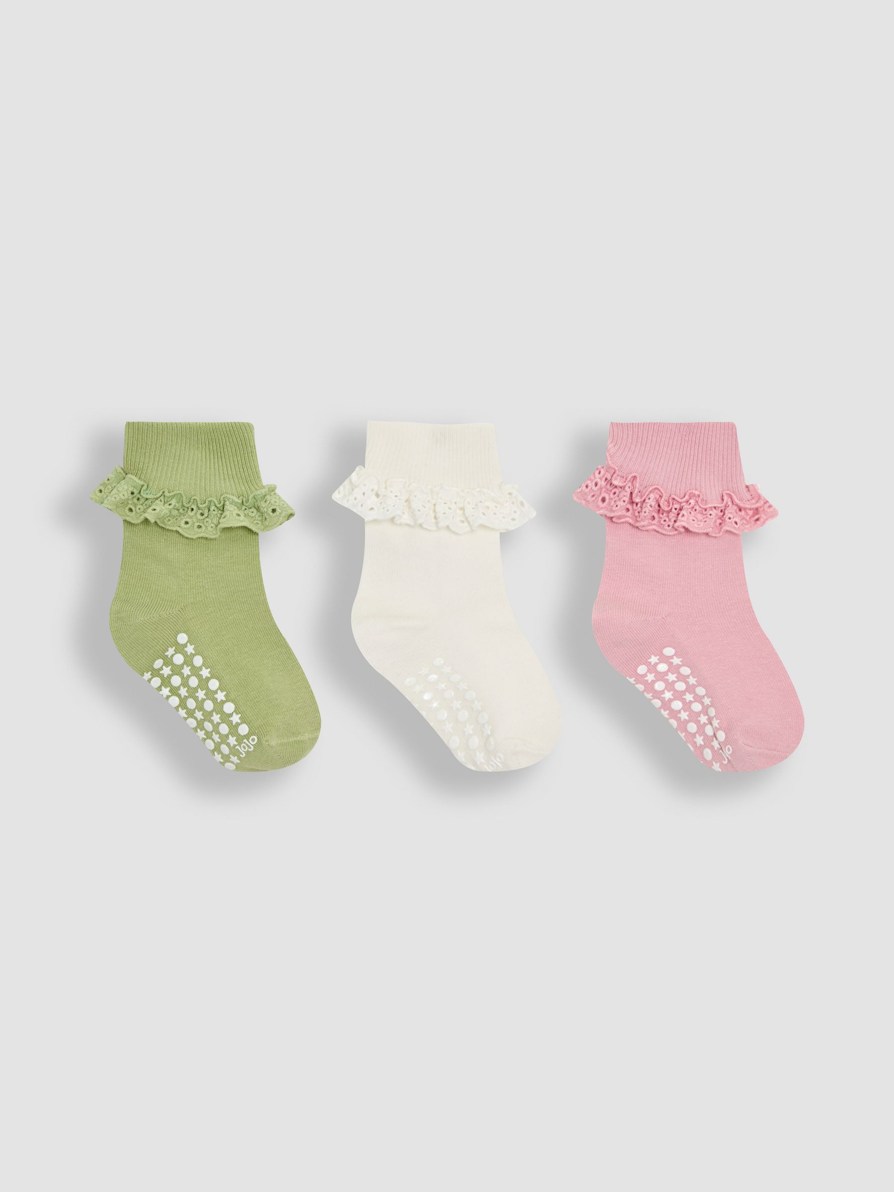 Khaki Frilly Socks 3 Pack