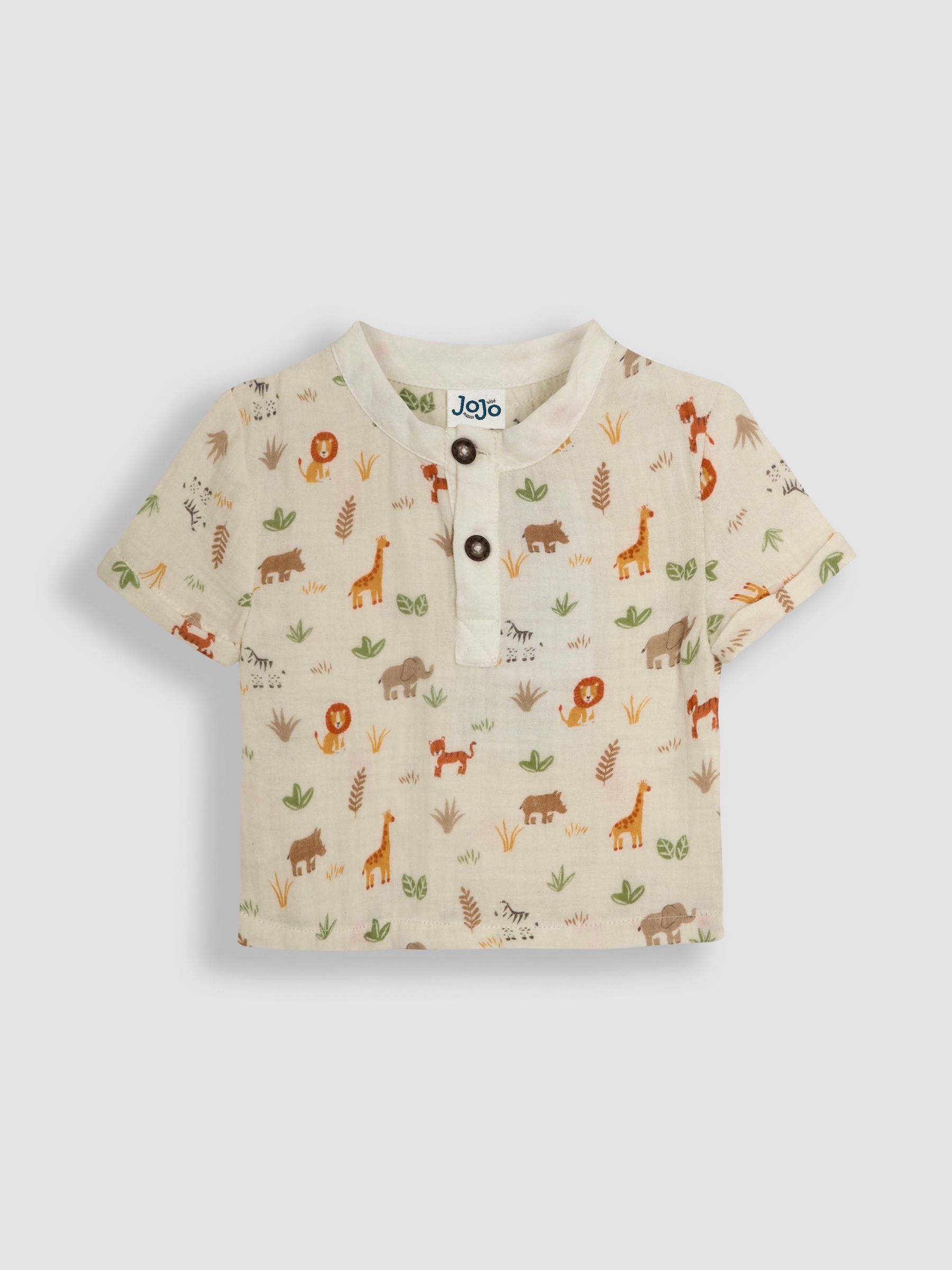 Khaki Palm Tree 2-Piece Cheesecloth T-Shirt & Shorts Set