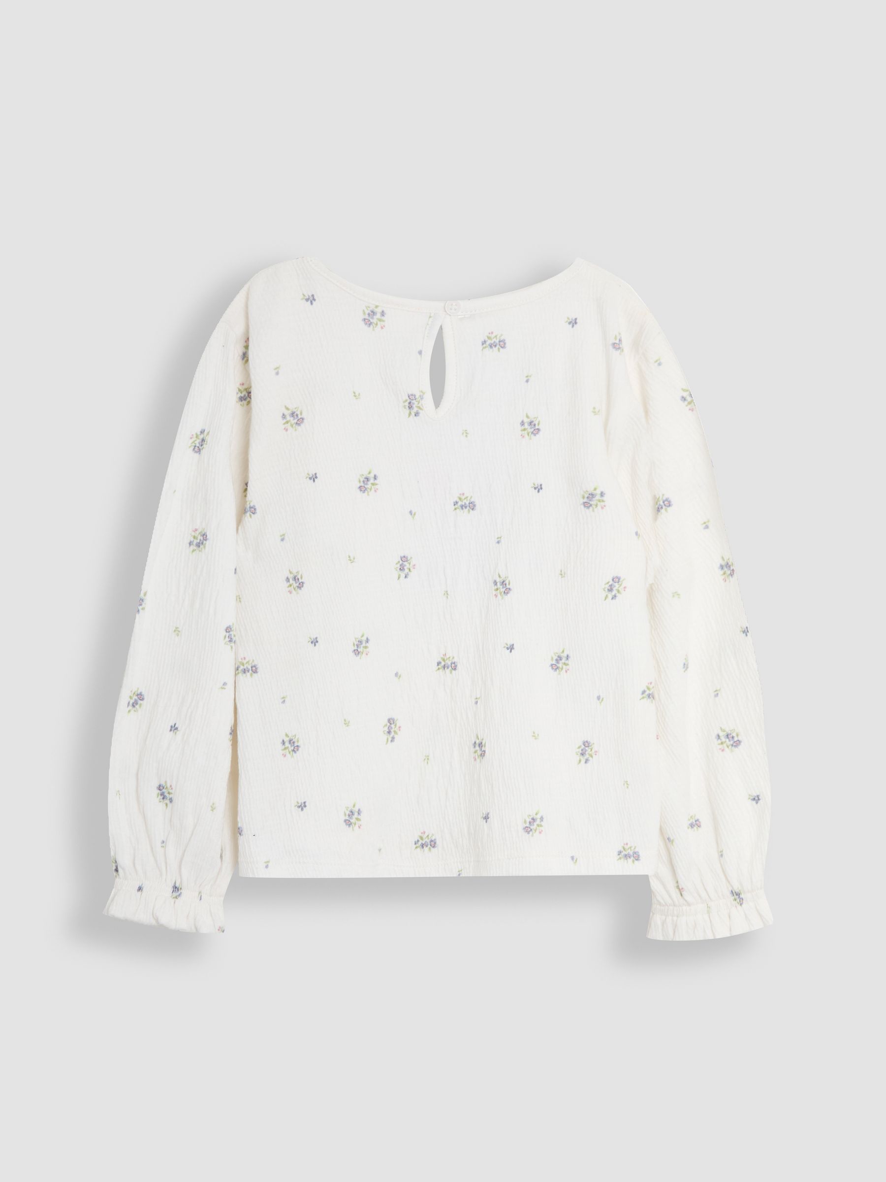Cream Floral Frill Cuff Top