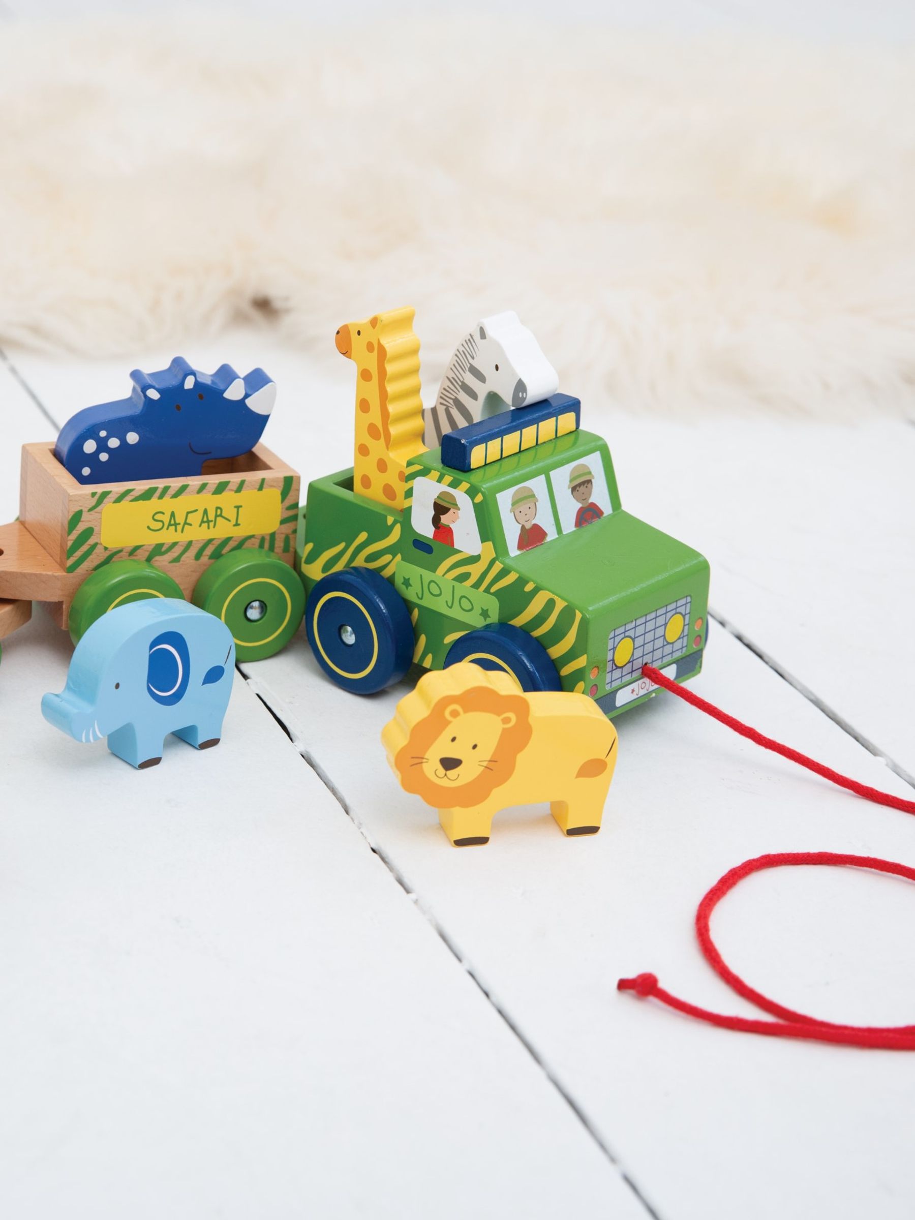 Wooden Safari Pull-Along Truck with Animals
