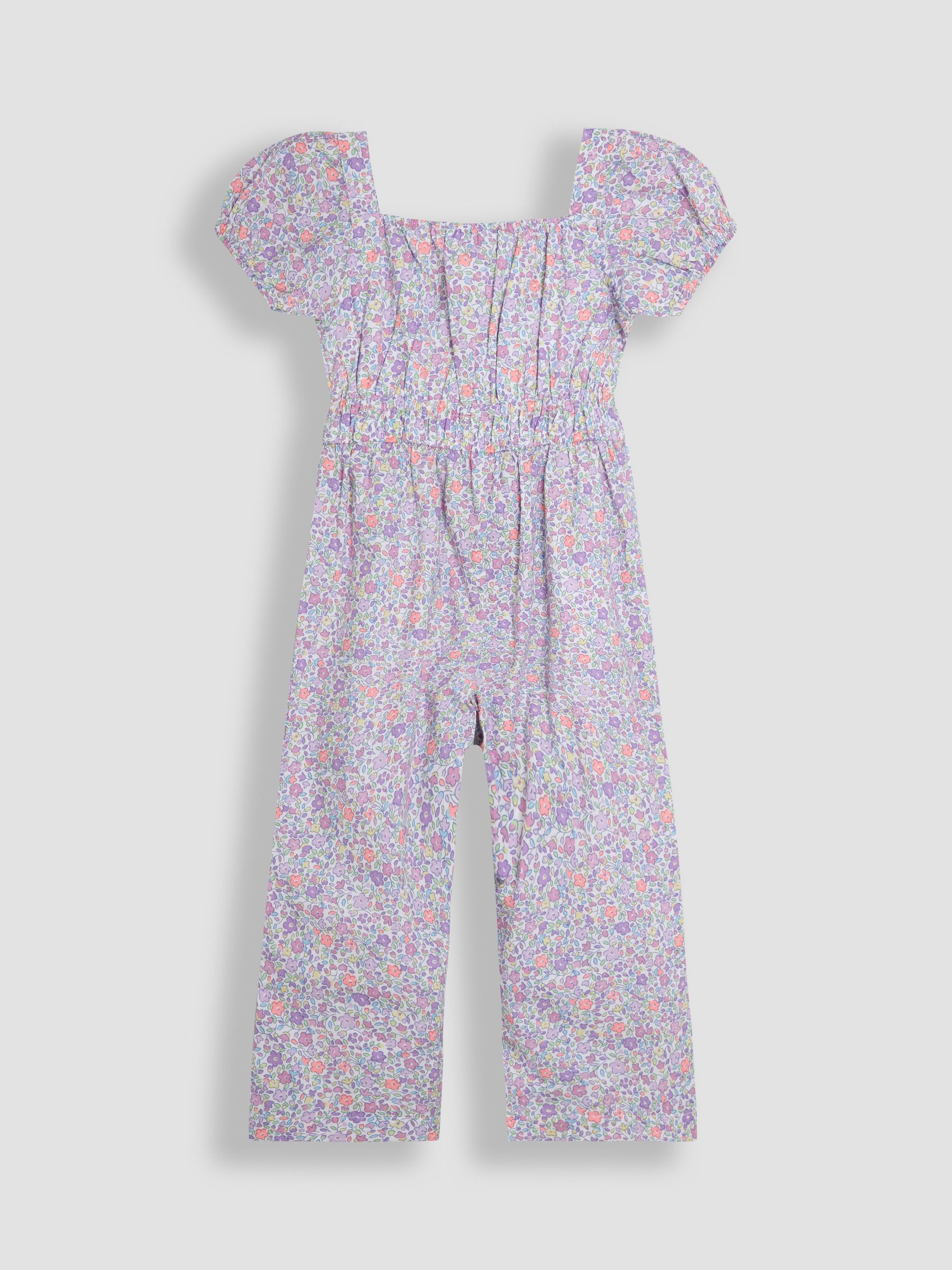 Lilac Purple Ditsy Floral Print Puff Sleeve Jumpsuit