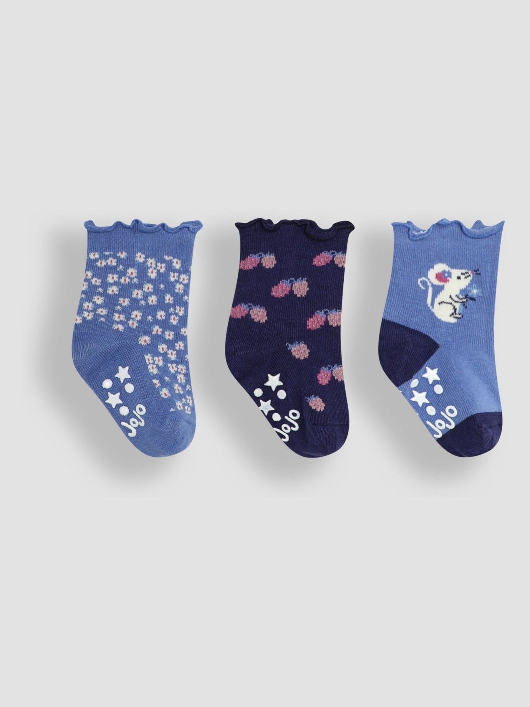 Cornflower Mouse Cotton Frill Socks 3 Pack