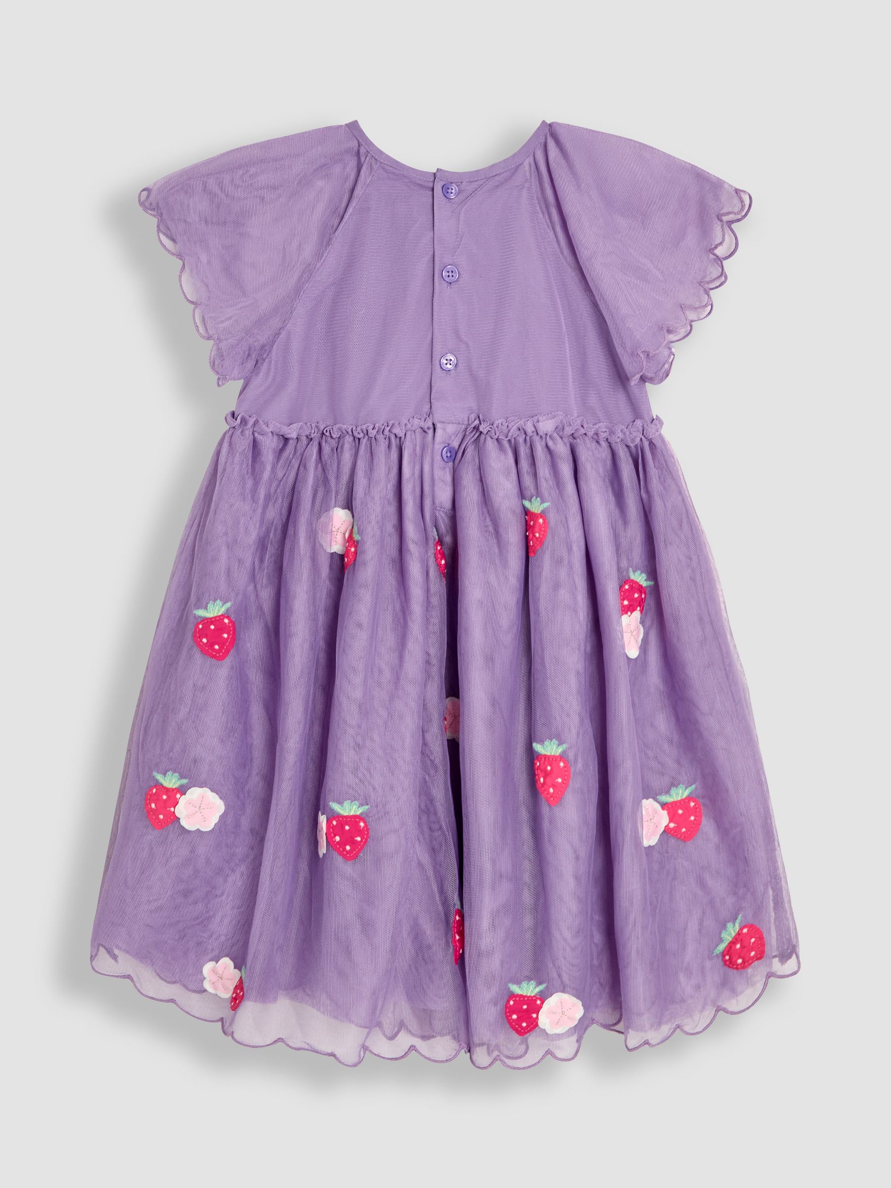 Pink Cherry Angel Sleeve Appliqué Tulle Party Dress
