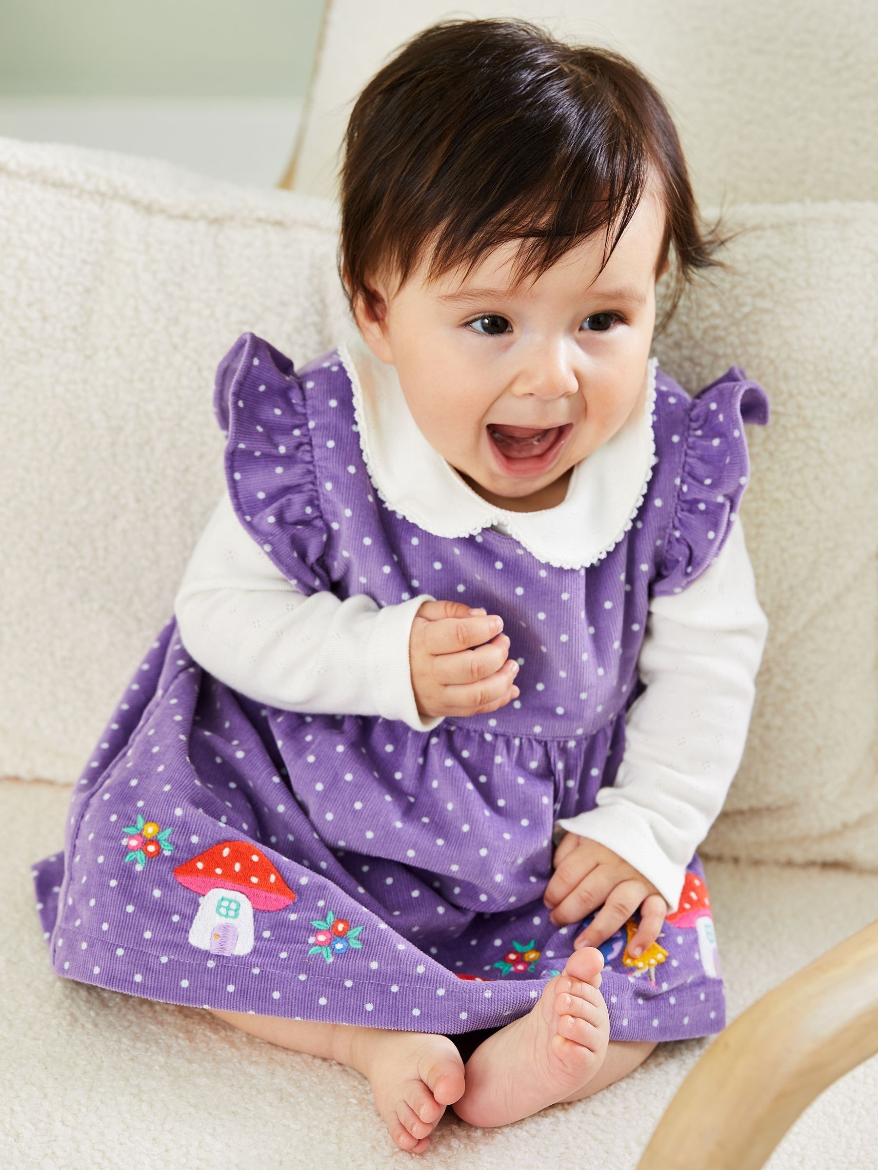 Lilac Purple Fairy Cord Embroidered Baby Dress & Body Set