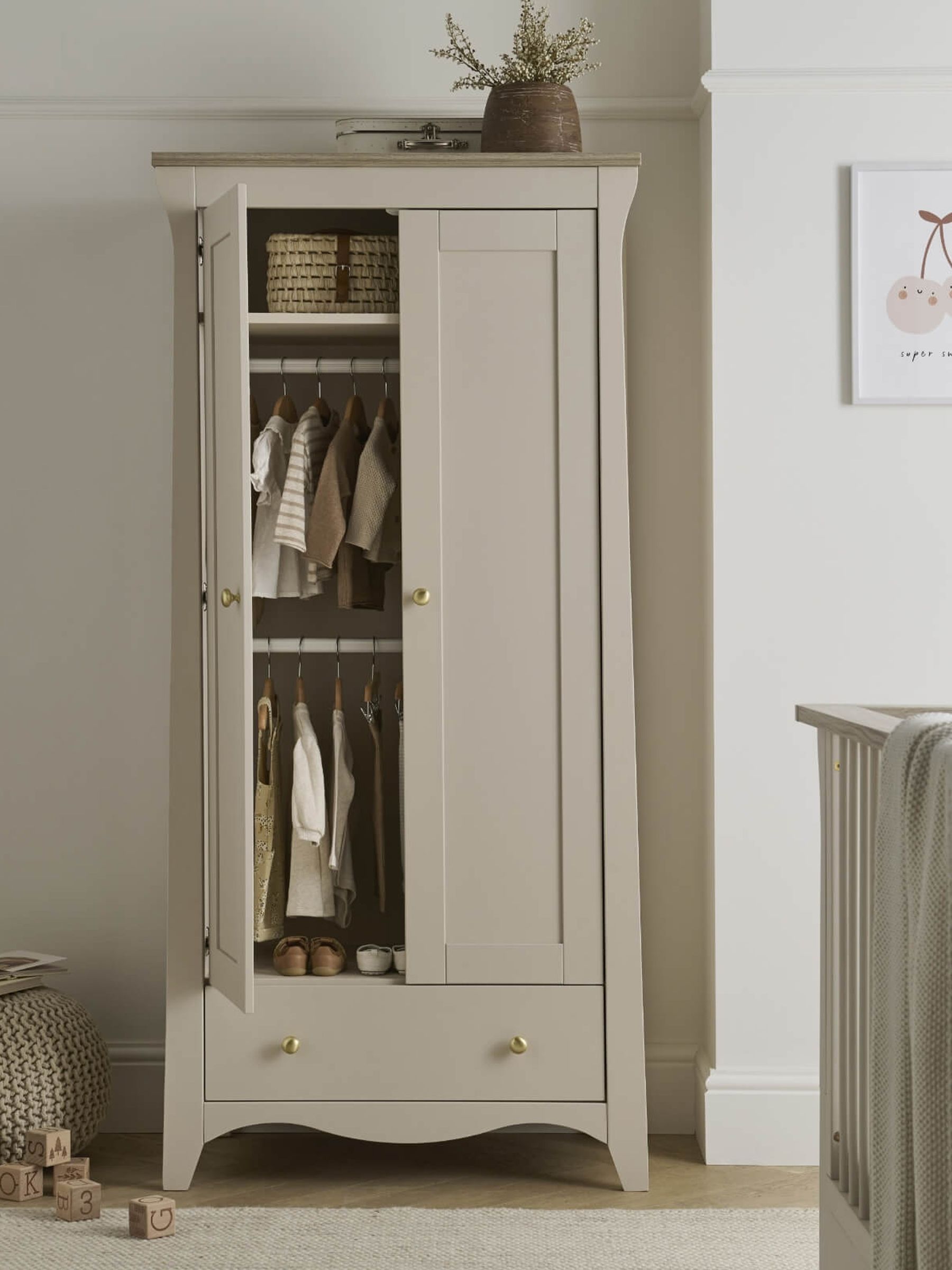 CuddleCo White Ash Clara 2 Door Nursery Wardrobe