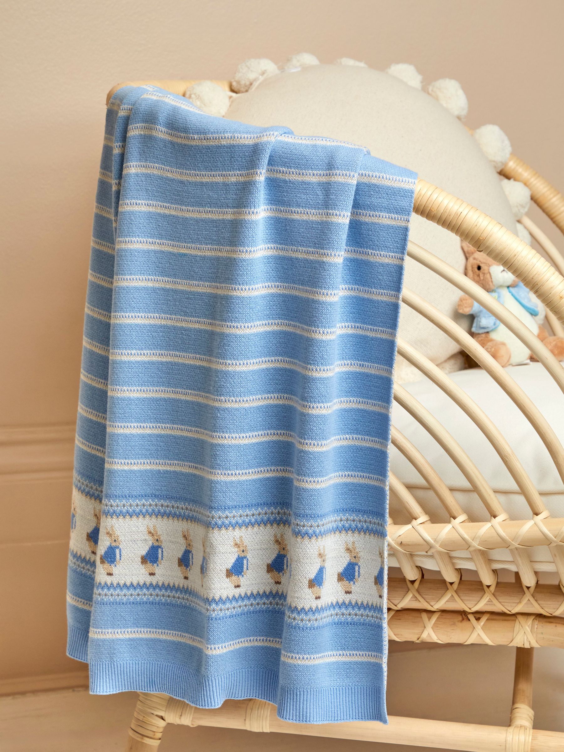 Blue Personalised Peter Rabbit Knitted Shawl