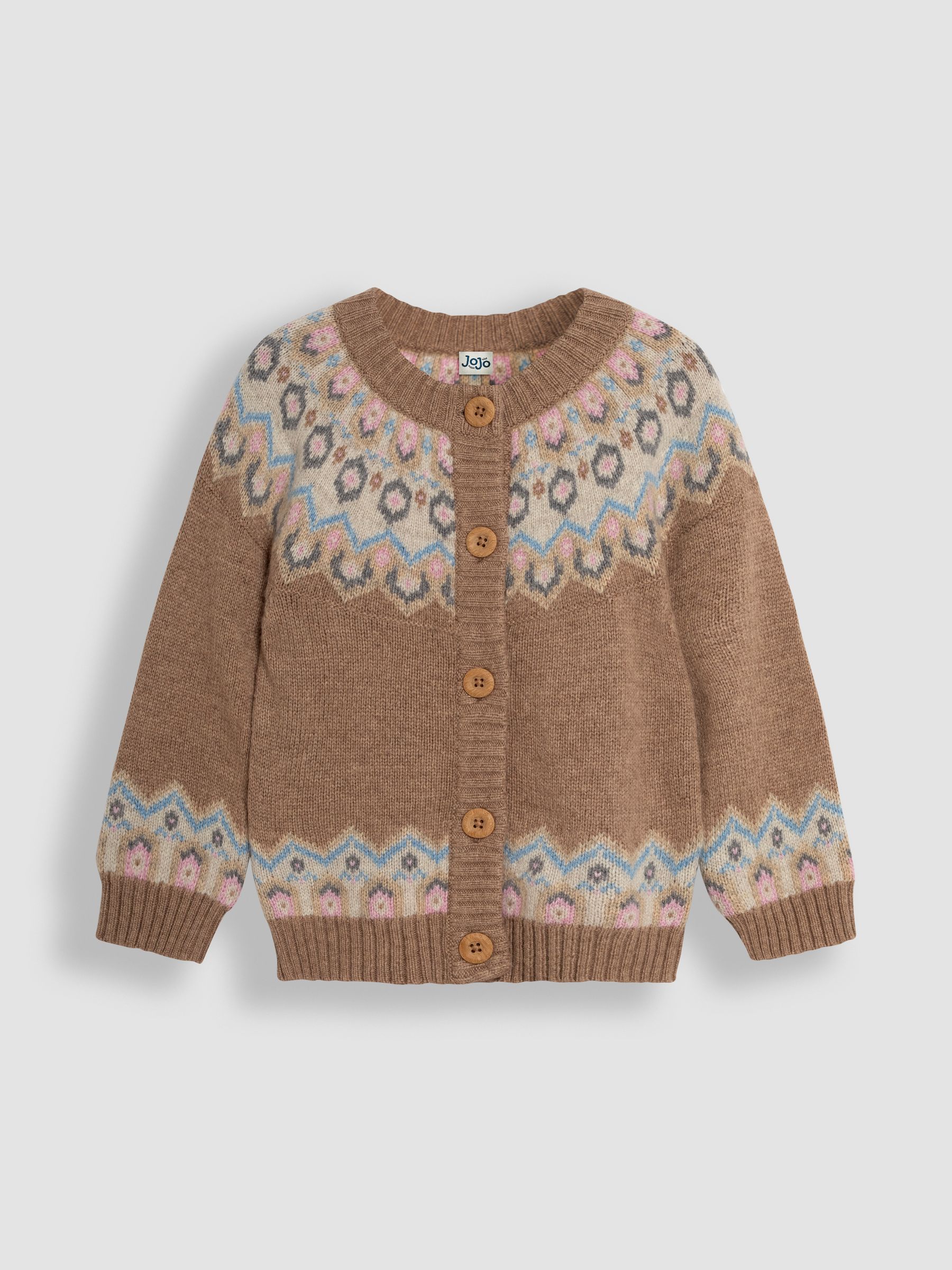 Mocha Fair Isle Pattern Cardigan