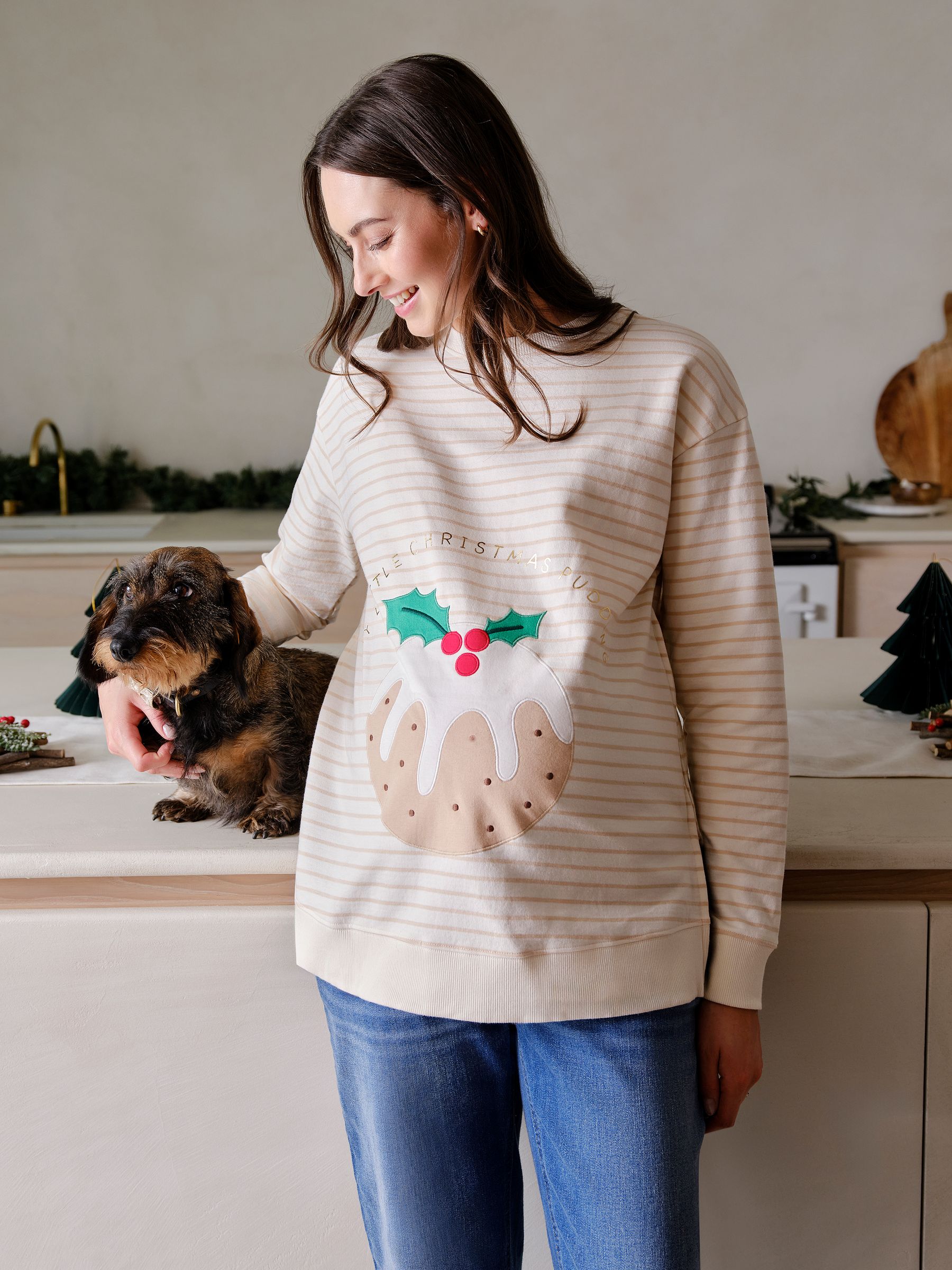 Stone Maternity Christmas Pudding Sweatshirt