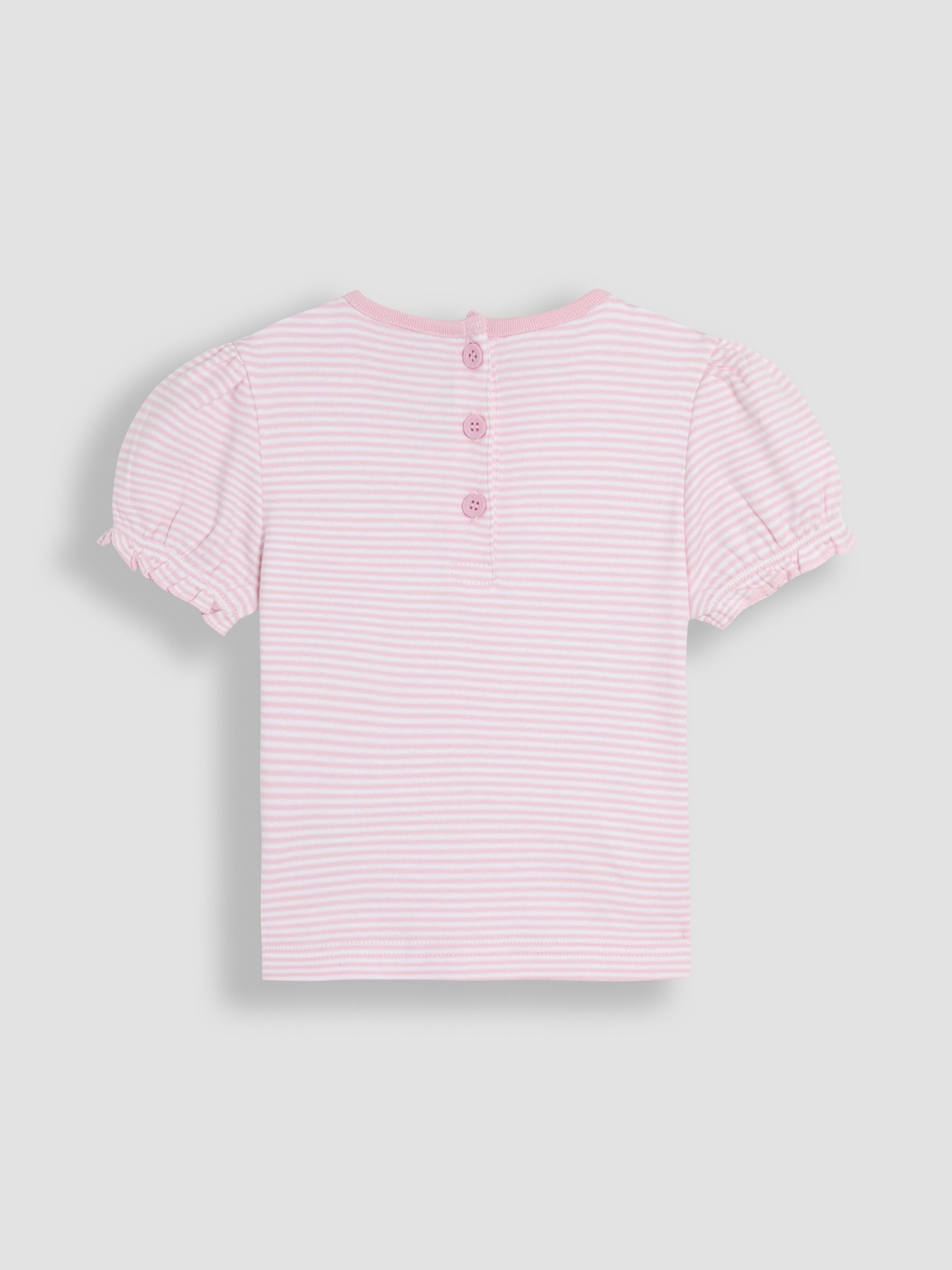 Pink Ice Cream Embroidered Puff Sleeve Pom-Pom T-Shirt