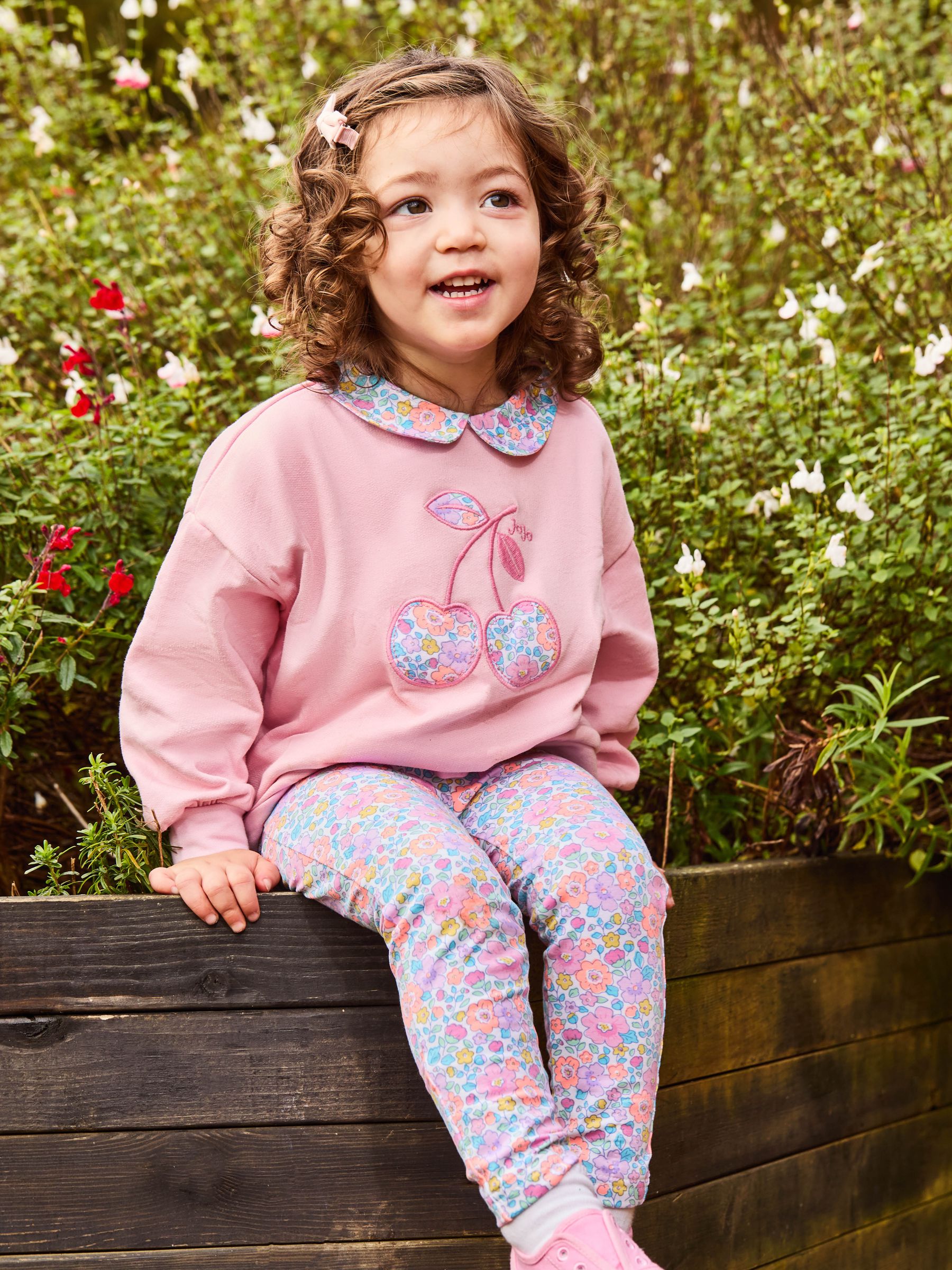 Pink Cherry 2-Piece Appliqué Sweatshirt & Leggings Set