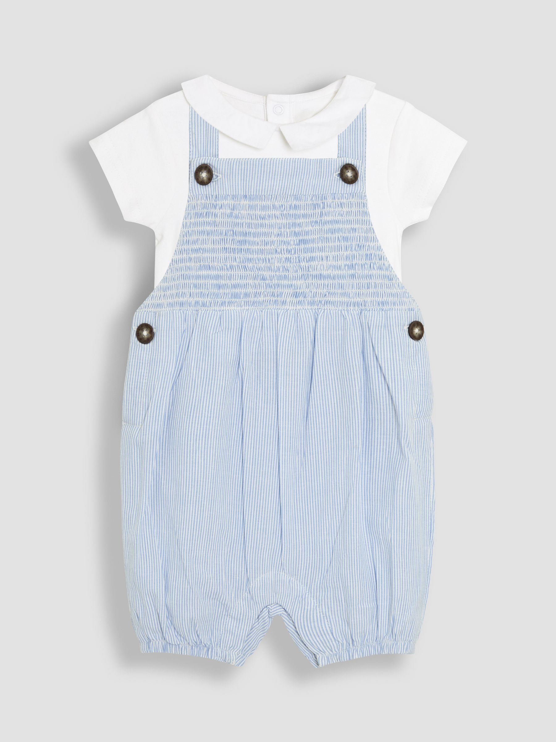 Blue 2-Piece Smocked Dungarees & Body Set