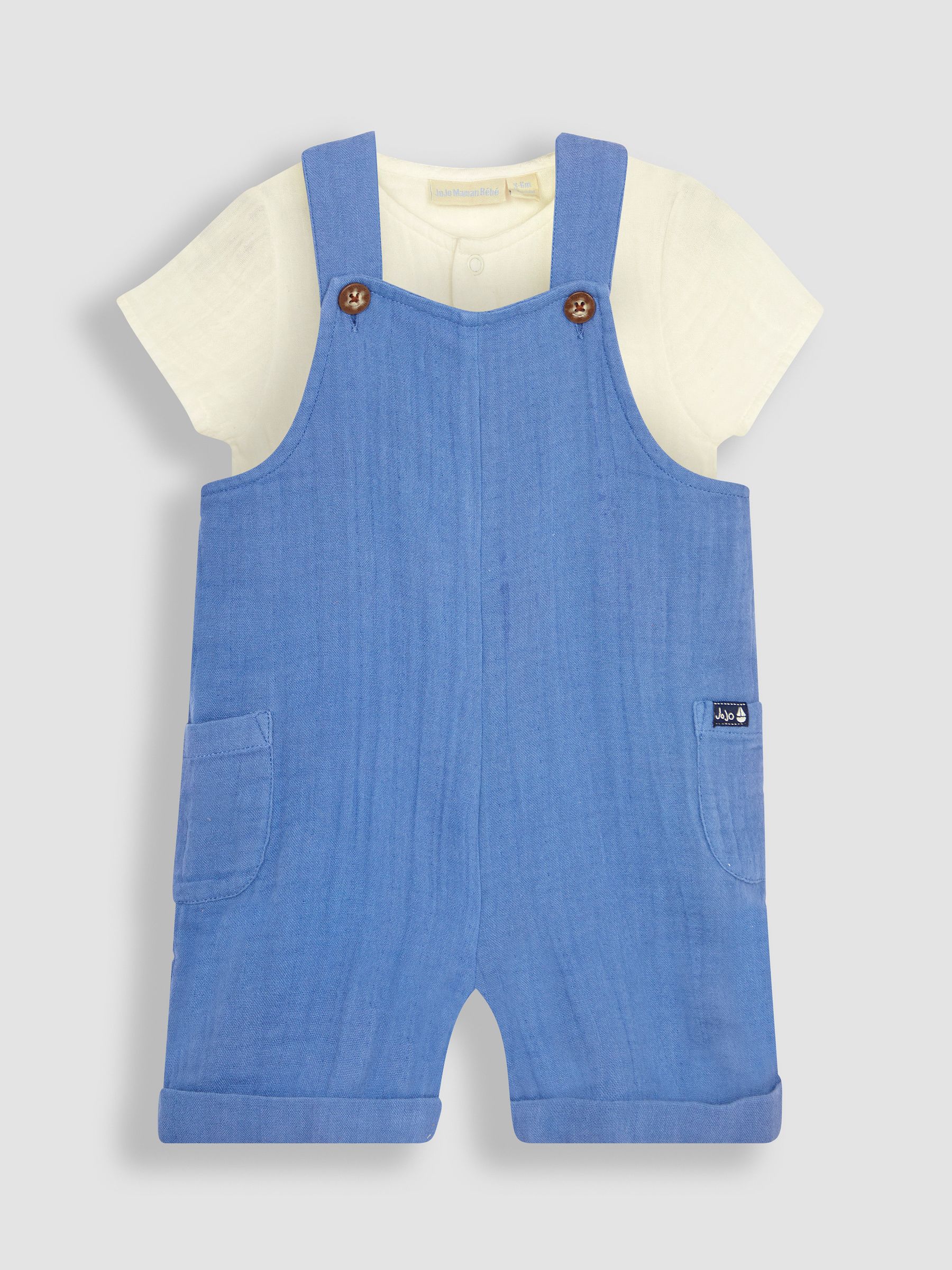 Denim 2-Piece Cheesecloth Dungarees & Shirt Bodysuit Set