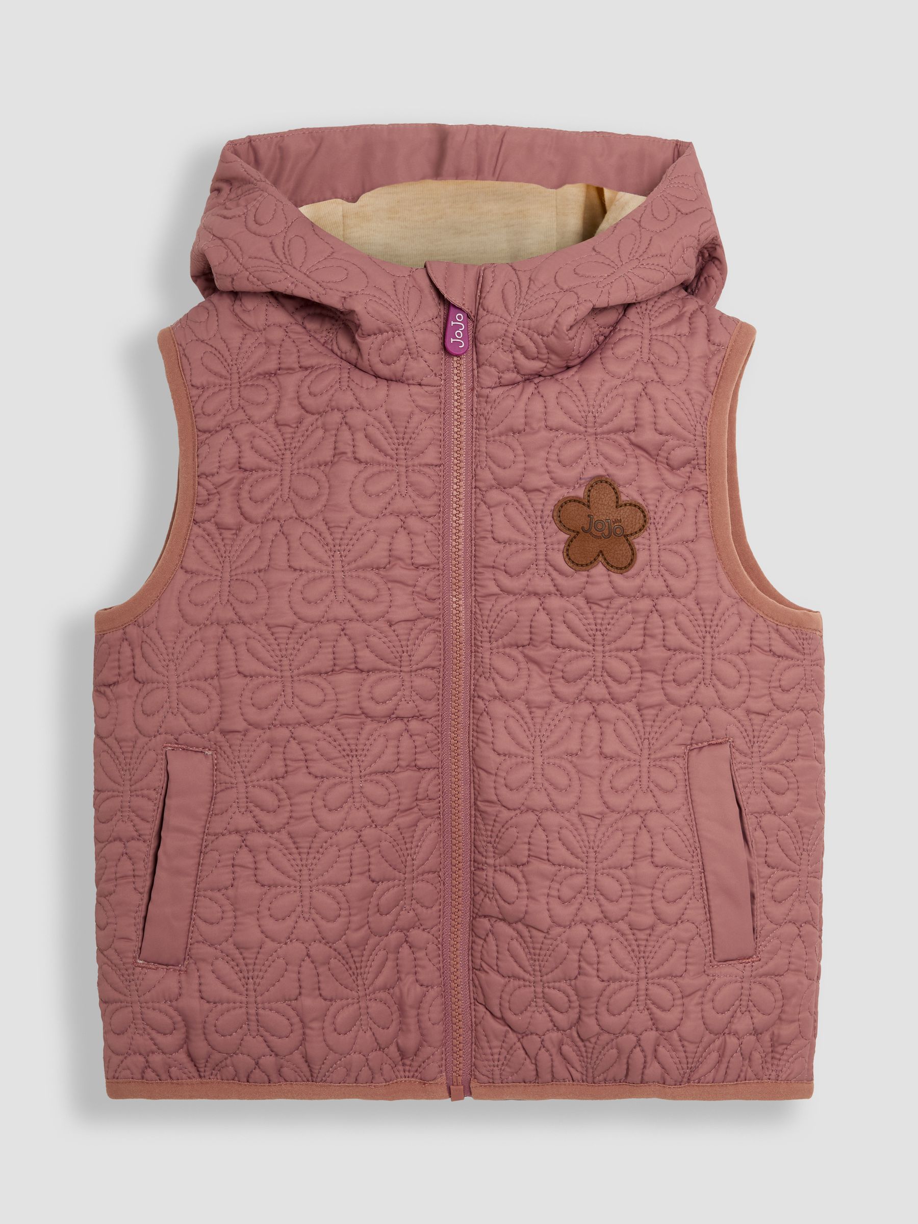 Pink Butterfly Quilted Puffer Gilet