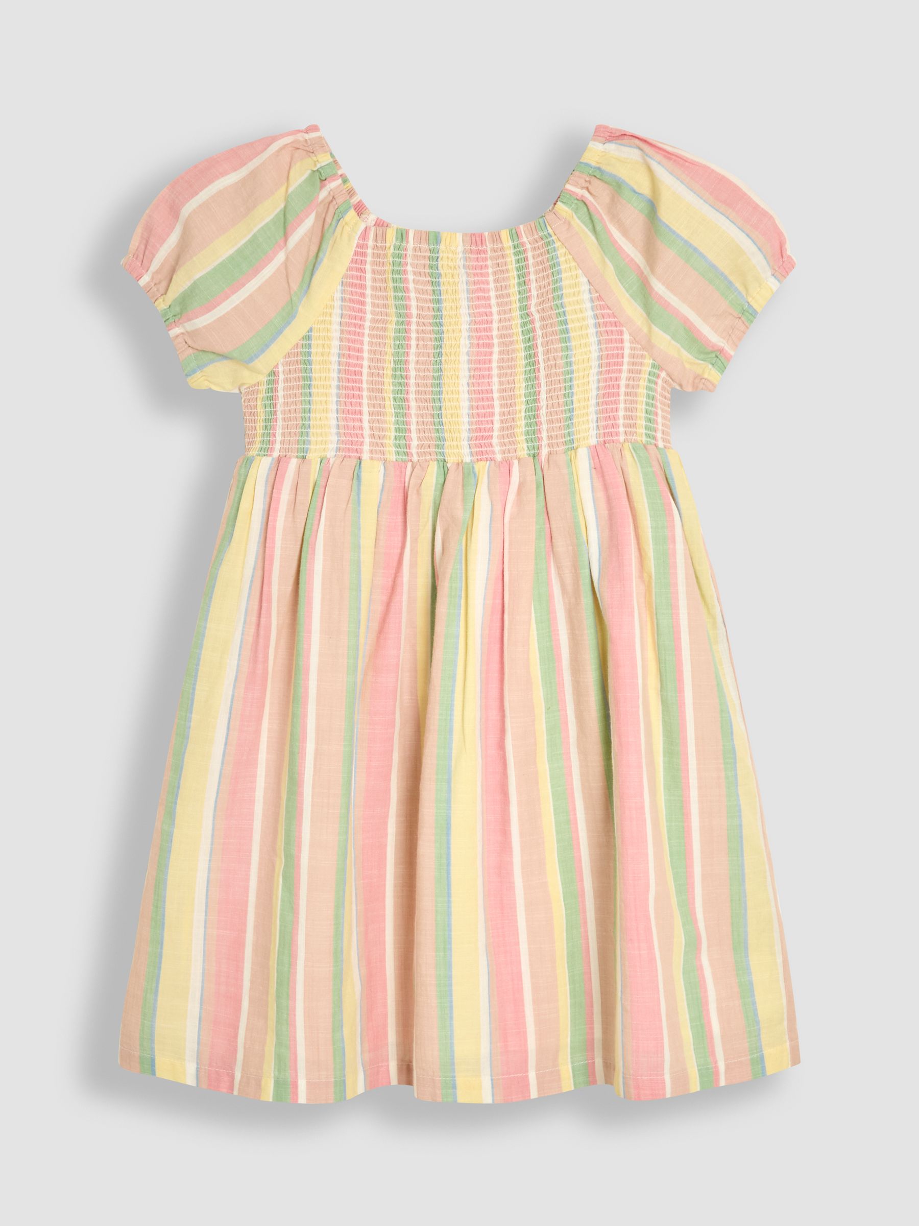Orange Smocked Puff Sleeve Dress