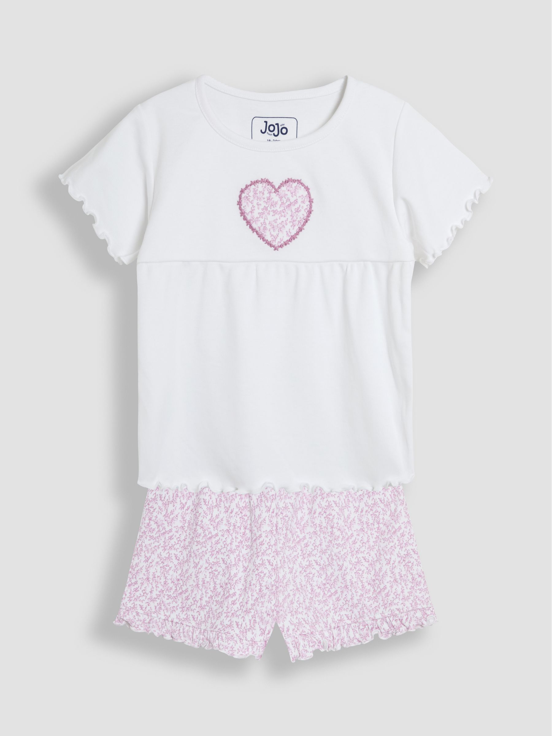 White Heart Embroidered Jersey Pyjamas