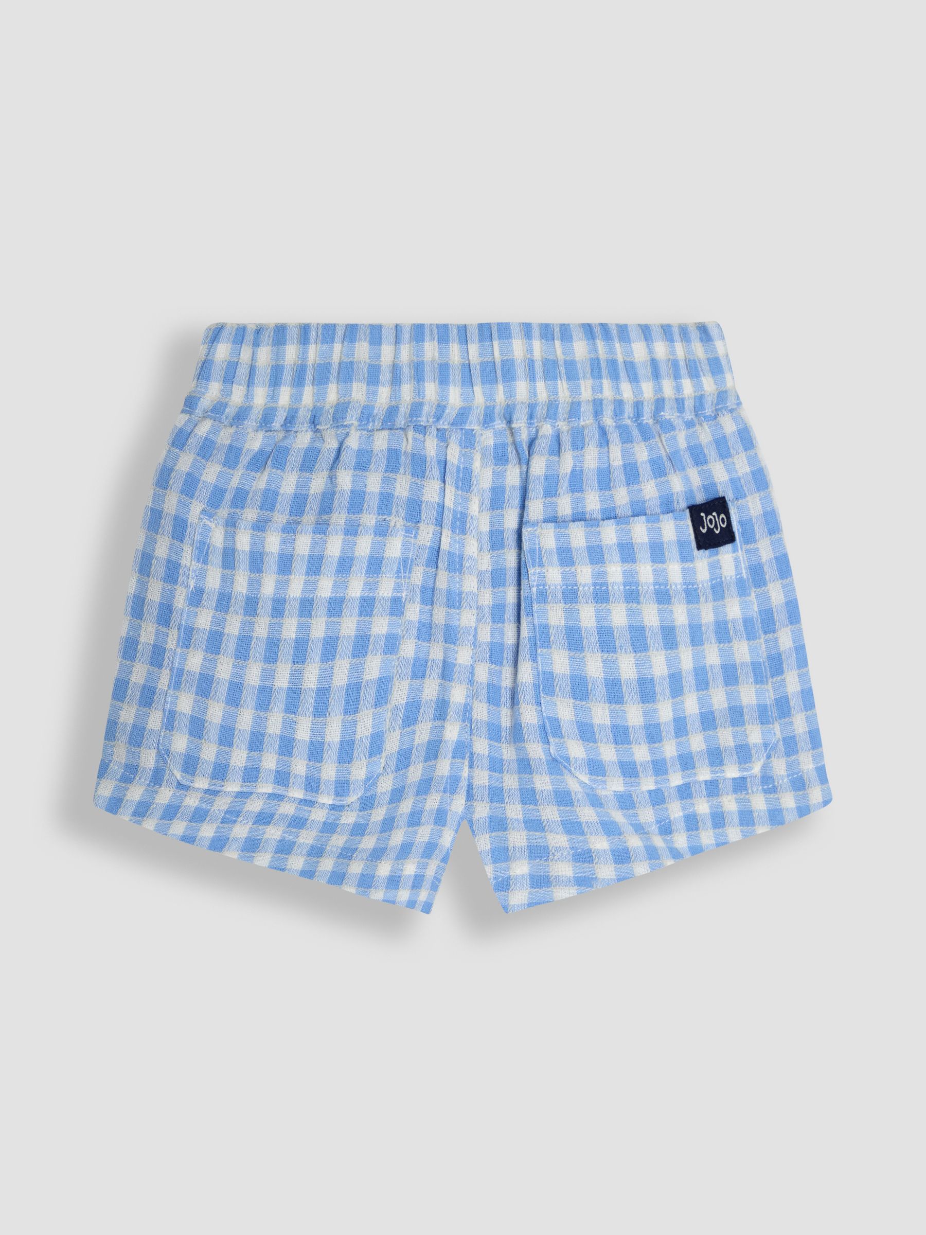 Blue Check Textured Gingham Shorts