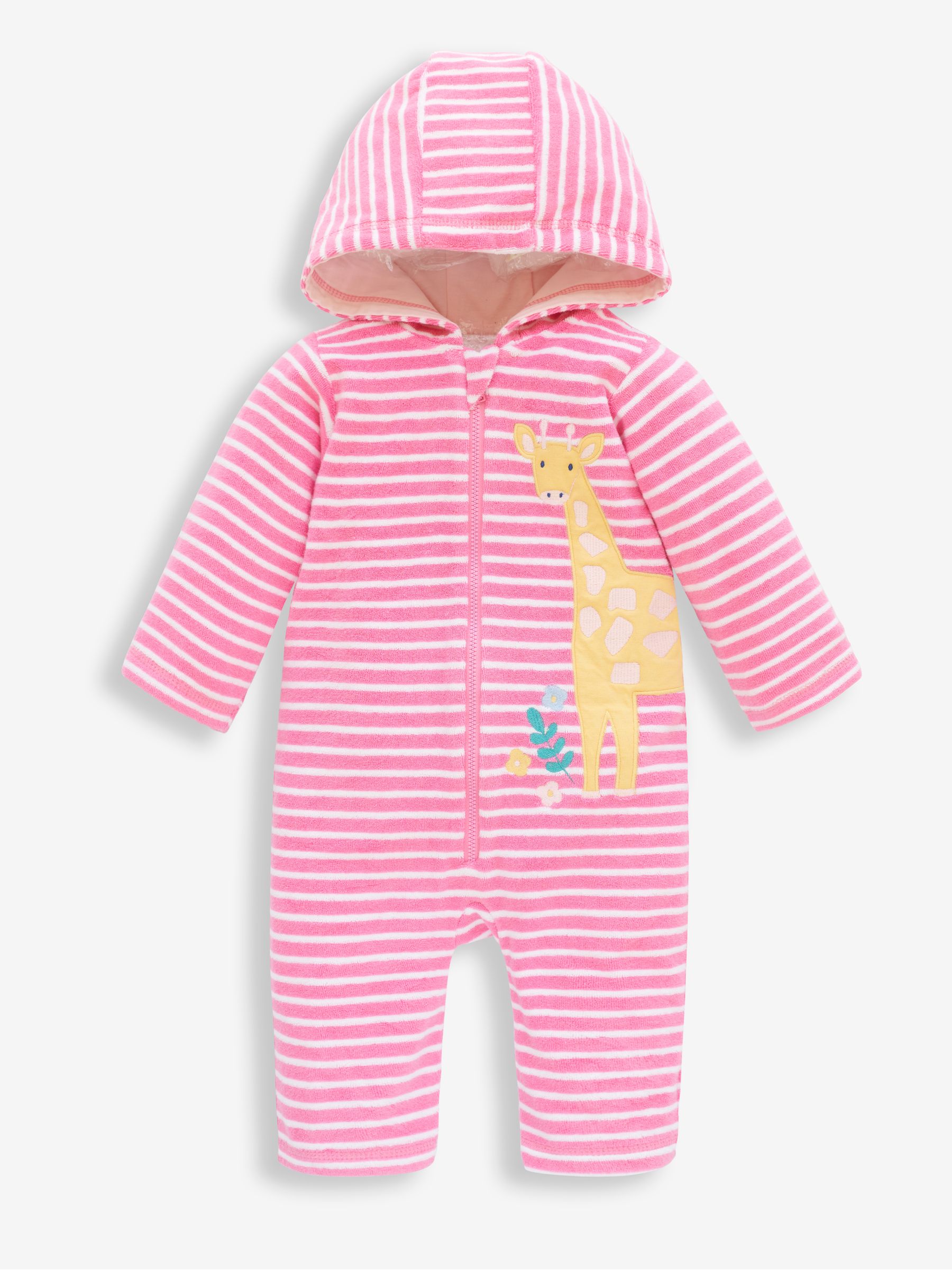 Pink Giraffe Towelling All-In-One