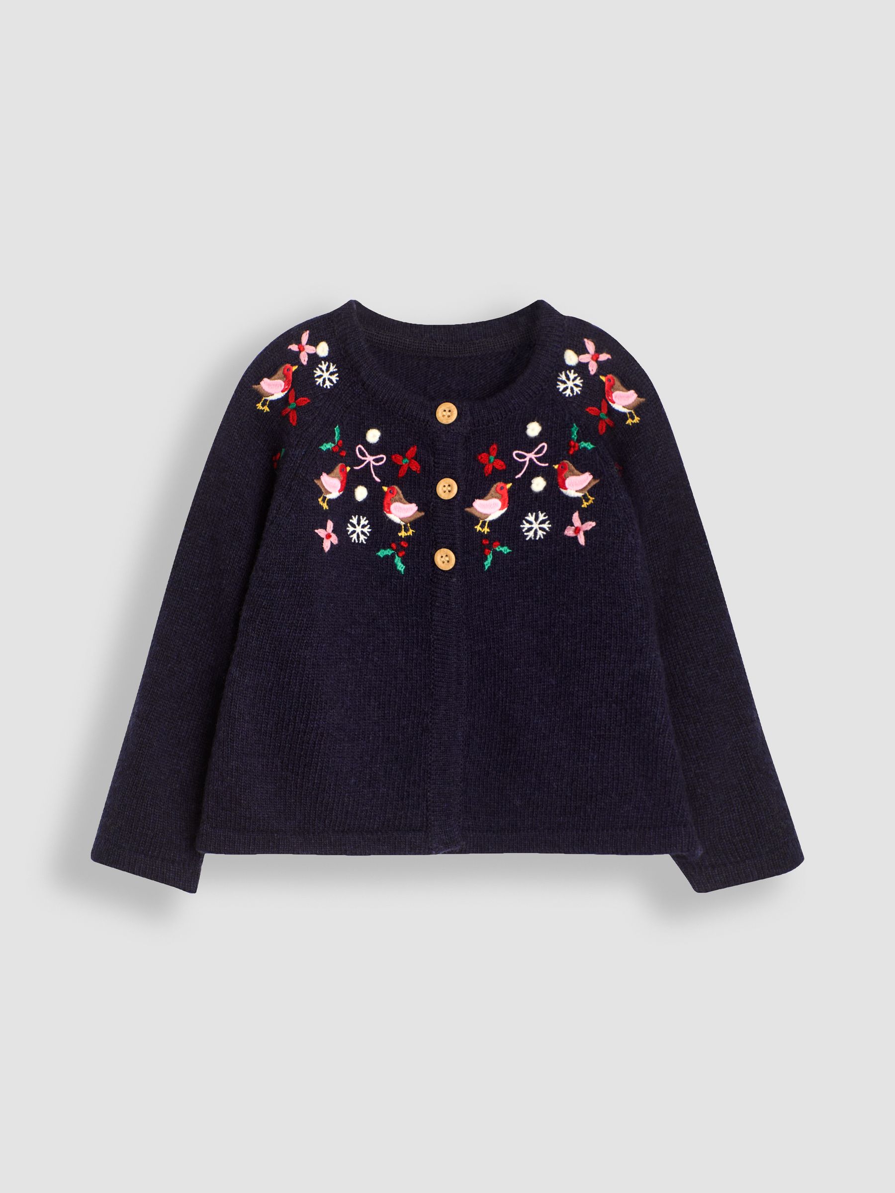 Navy Robin Embroidered Cardigan