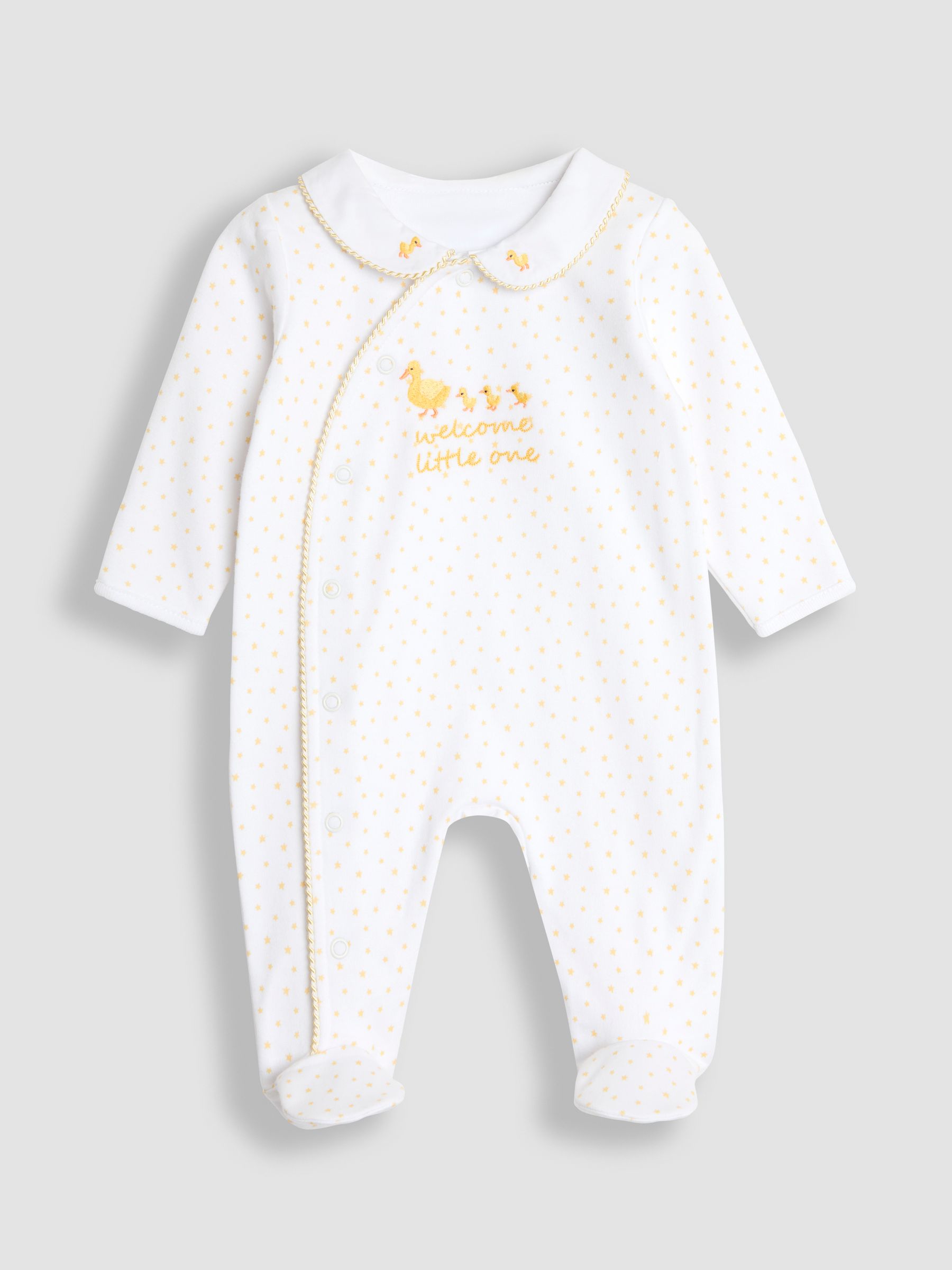 White Welcome Little One Sleepsuit