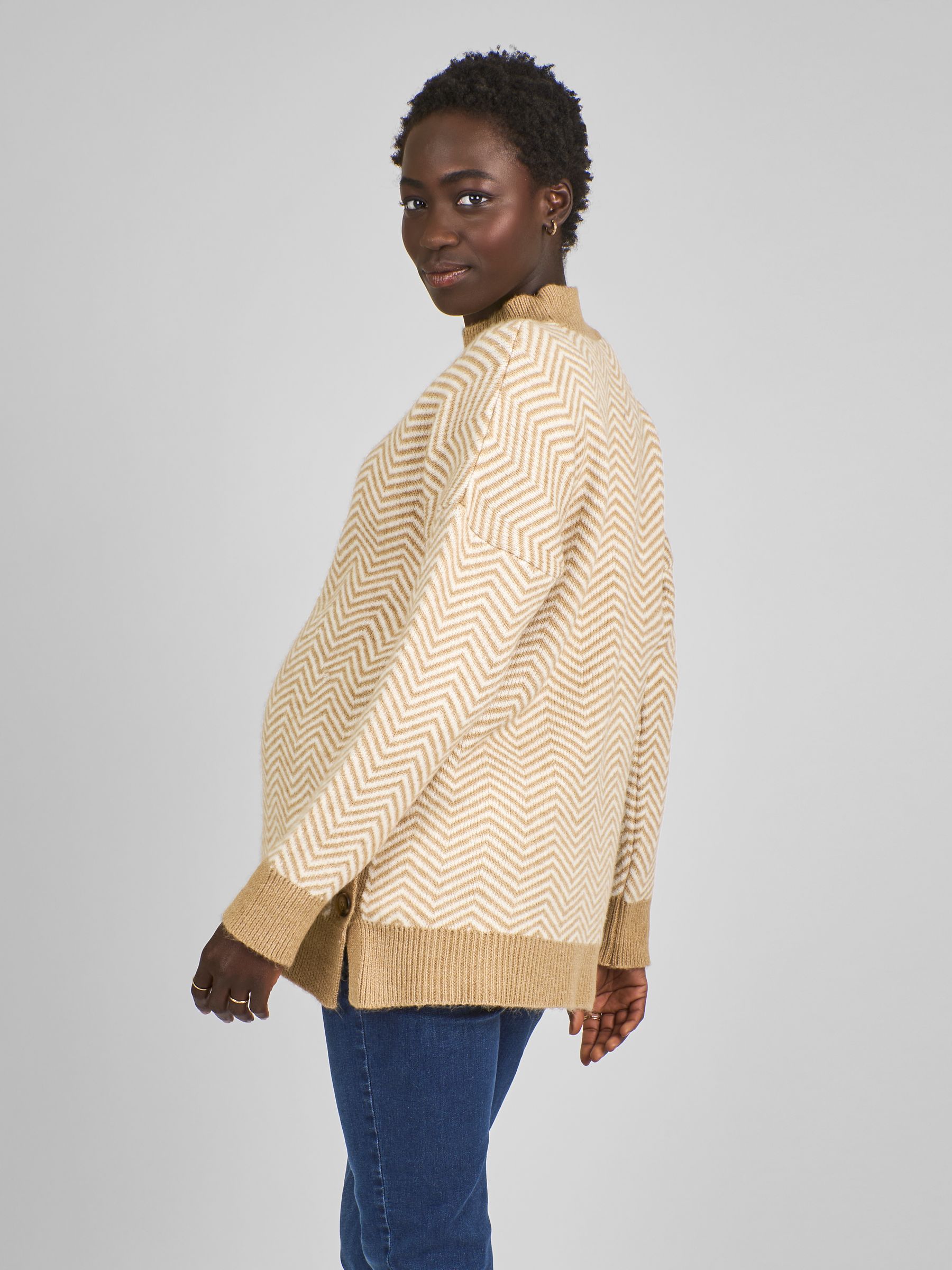 Caramel Brown Turtle Neck Maternity & Nursing Jumper