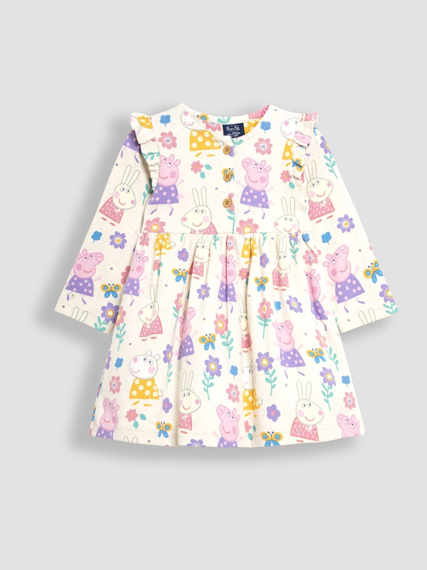 Neutral Peppa Pig Printed Button Front Dress