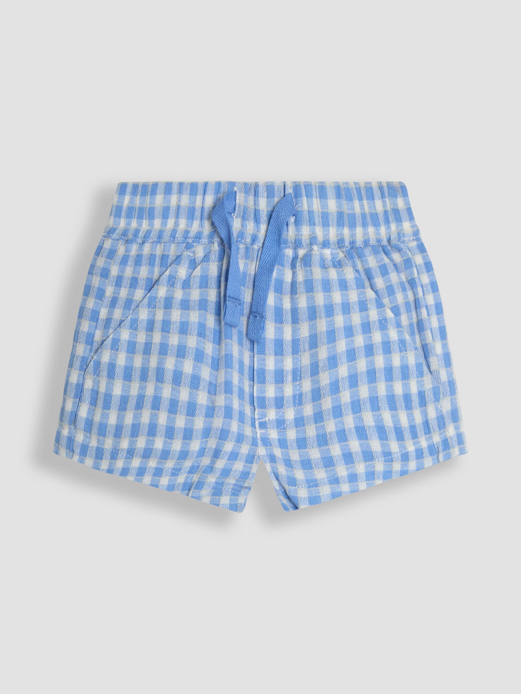Blue Check Textured Gingham Shorts