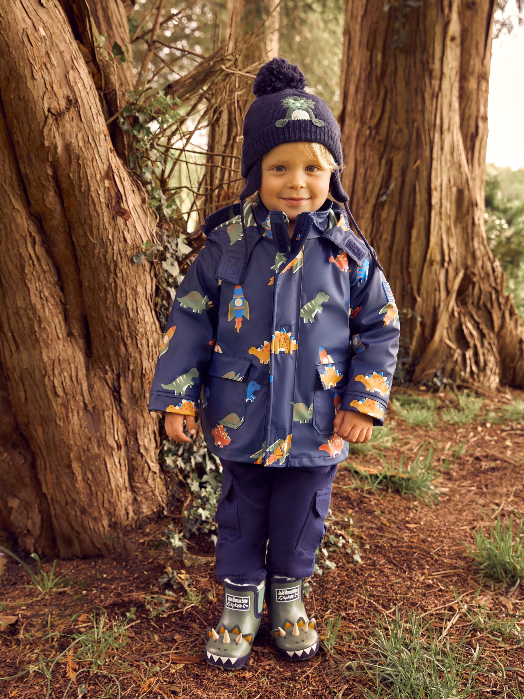 Khaki Cosy Lined Dino Ankle Wellies