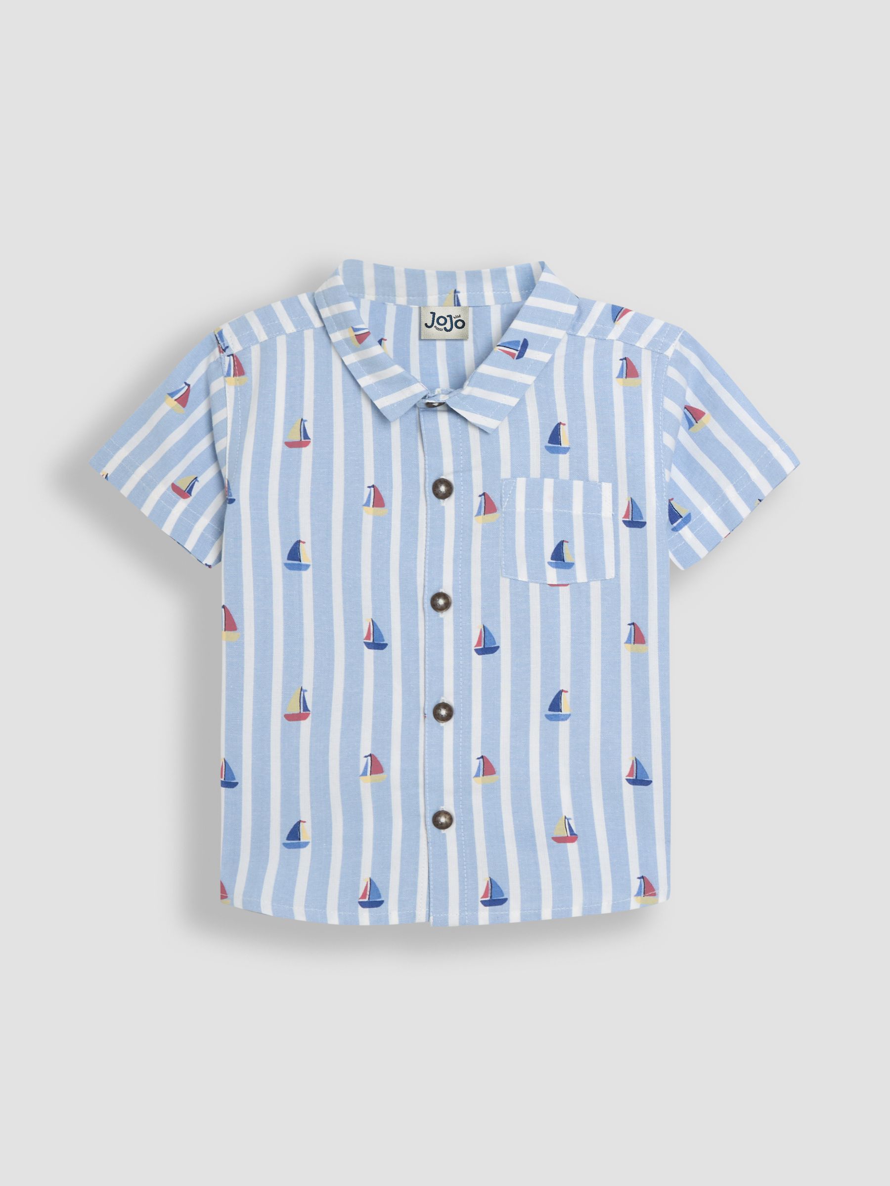 Blue Sailboat 2-Piece Printed Shirt & Twill Shorts Set