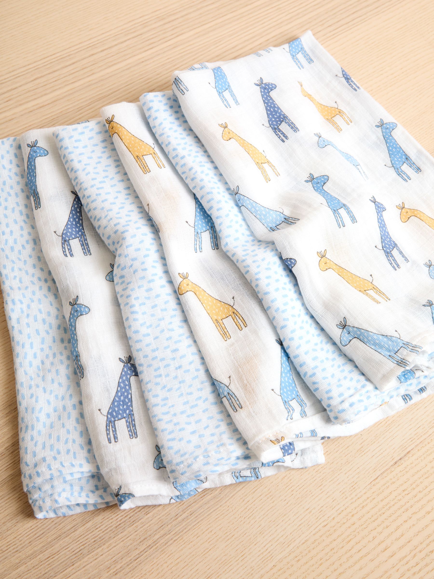6-Pack Blue Giraffe Muslin