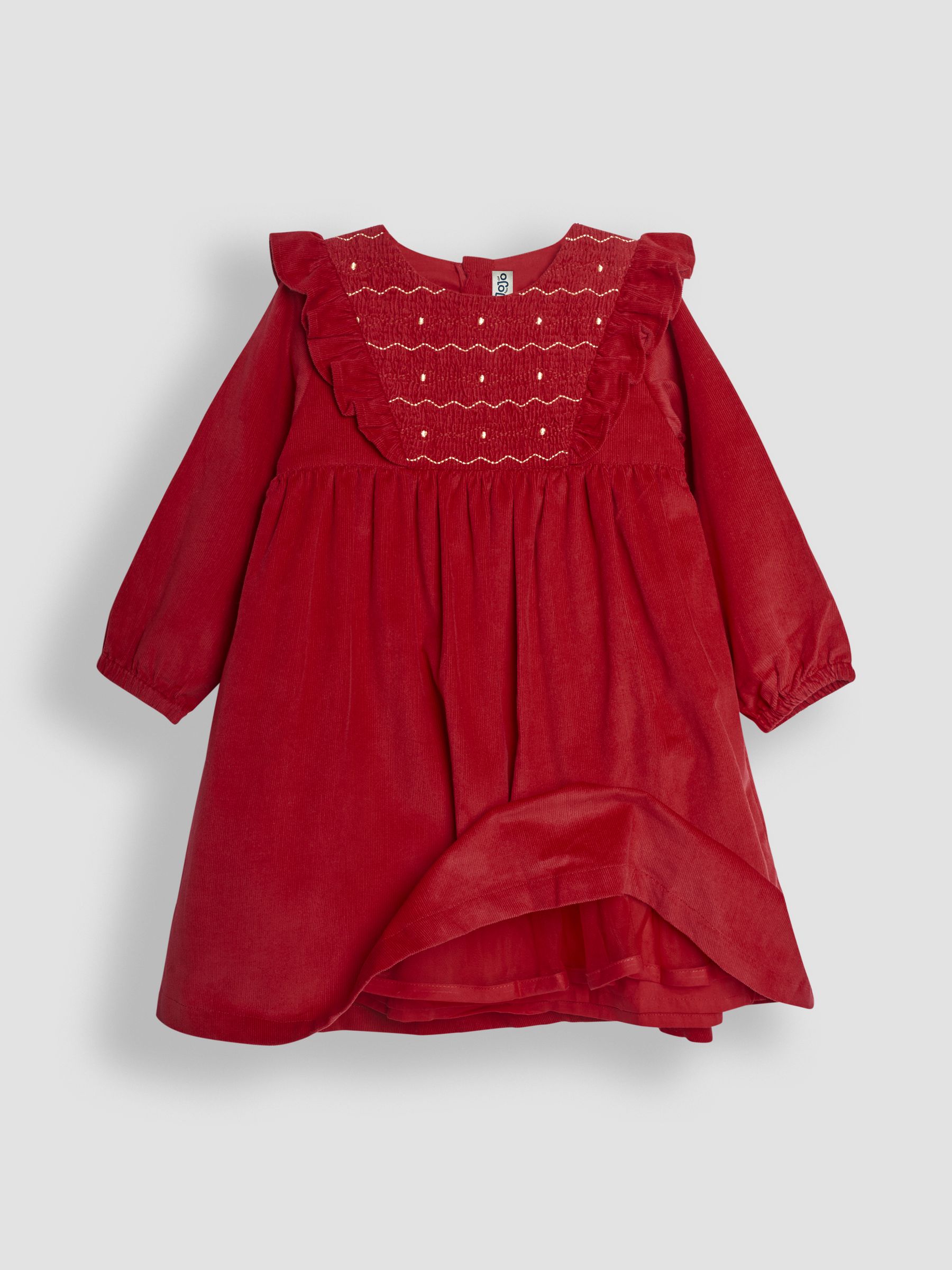 Red Cord Smocked Frill Party Dress