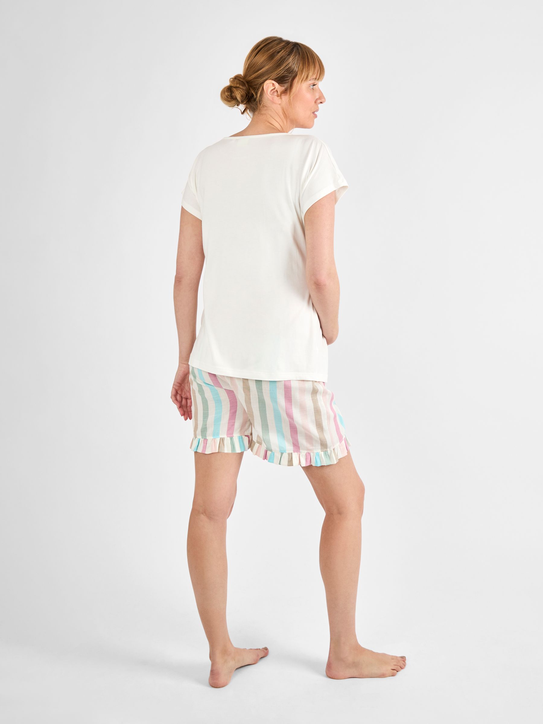Pink Maternity Stripe and Nursing Short Pyjamas Set