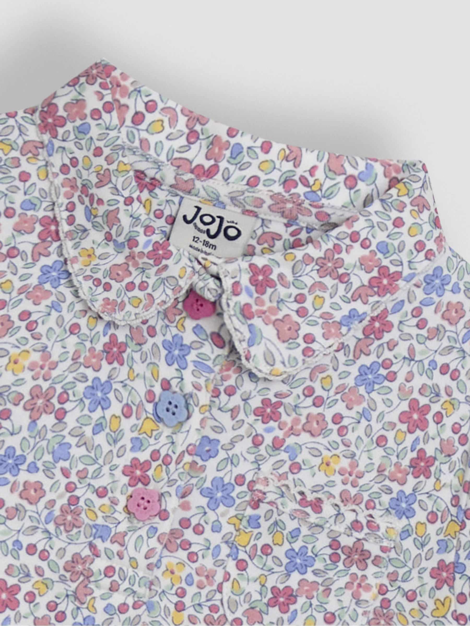 Pink Cherry Ditsy Floral 100% Cotton Pretty Polo Shirt