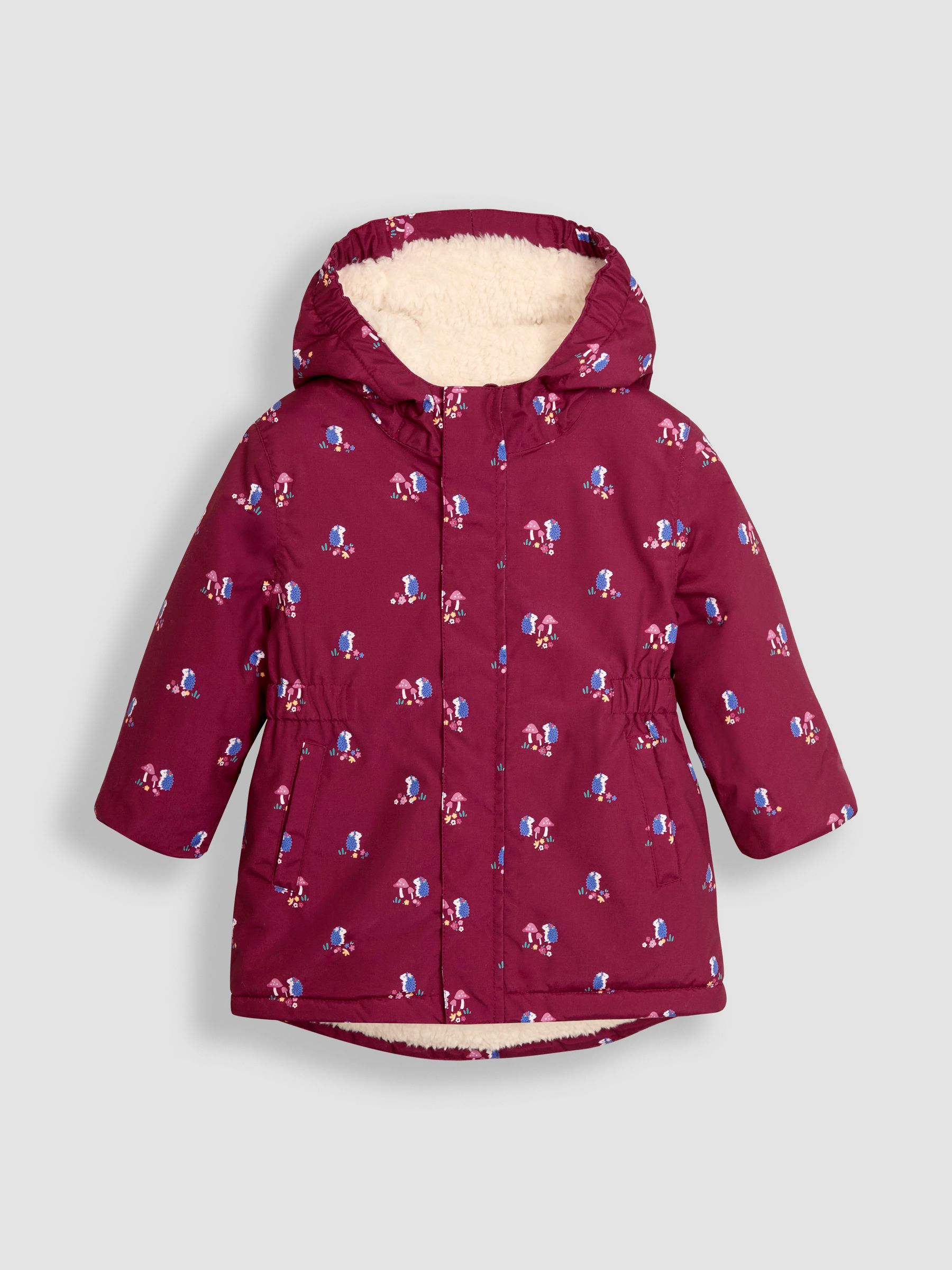 Berry Hedgehog Hooded Cosy Lined Printed Parka