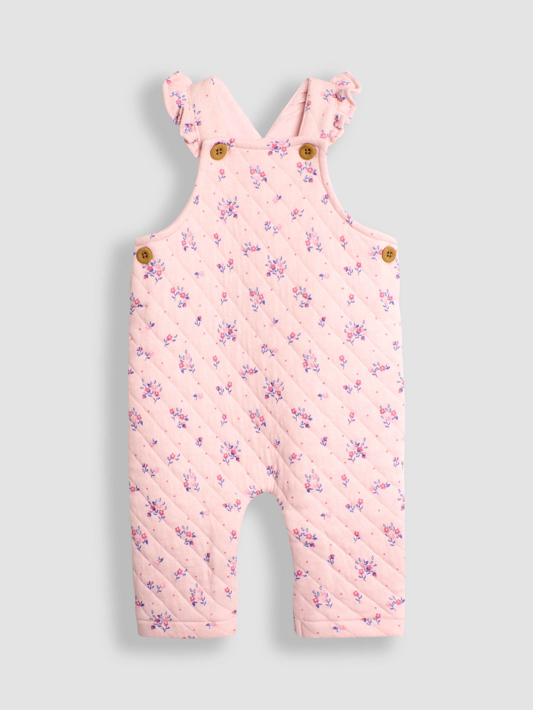 Pink Quilted Floral Dungarees & Top Set