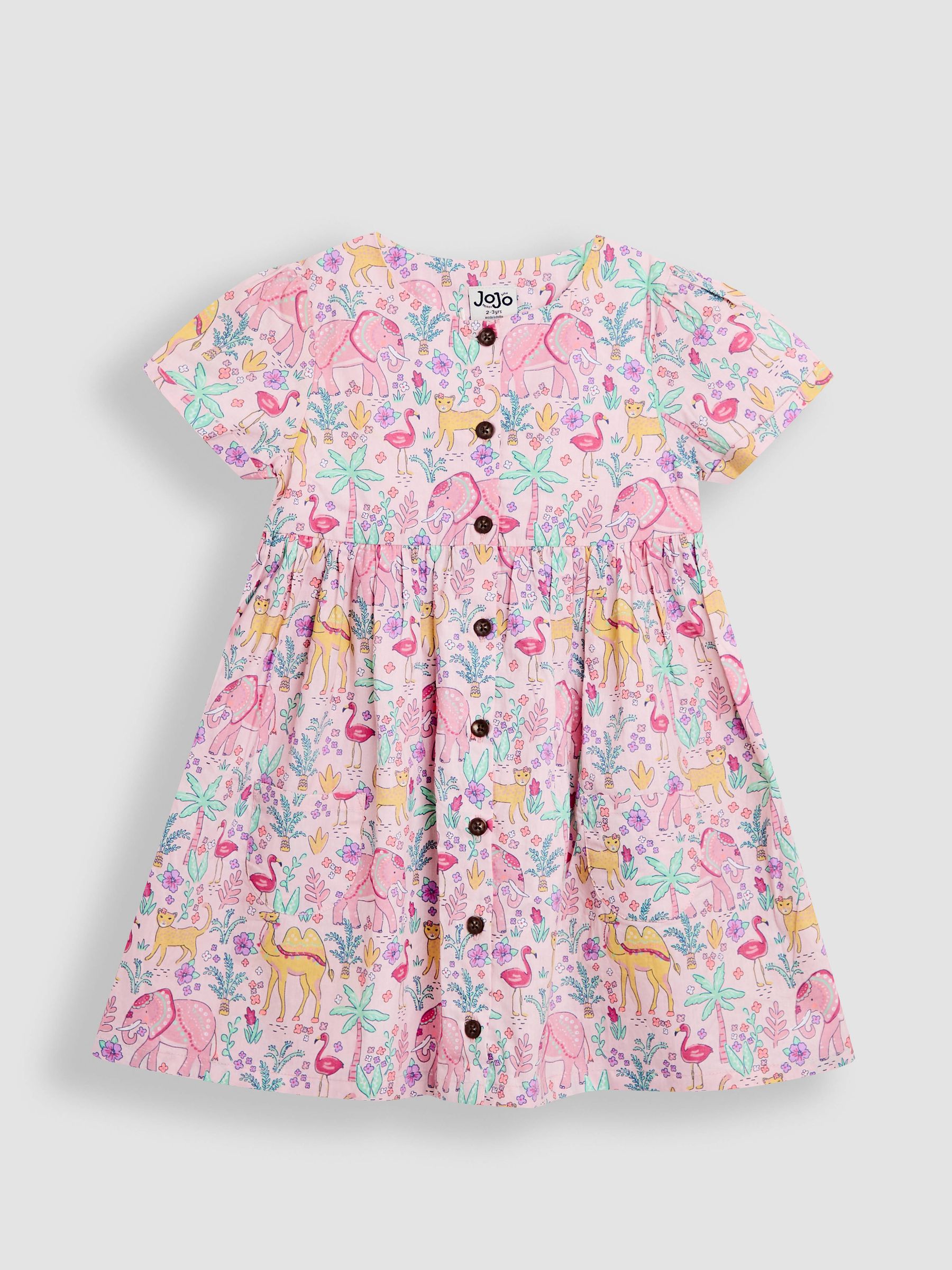 Coral Pink Button Through 100% Cotton Dress