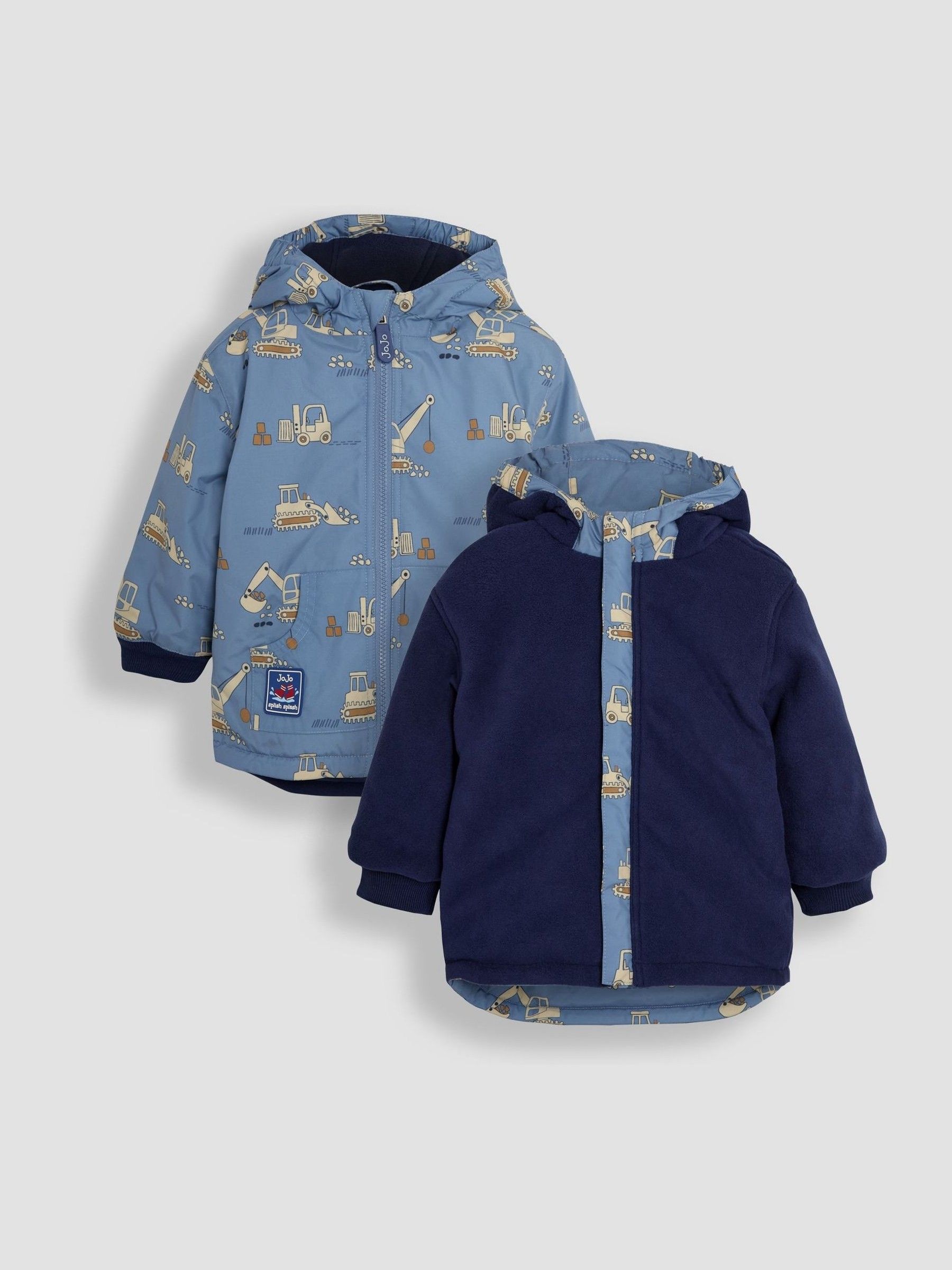 Denim Construction Reversible Fleece Lined Jacket