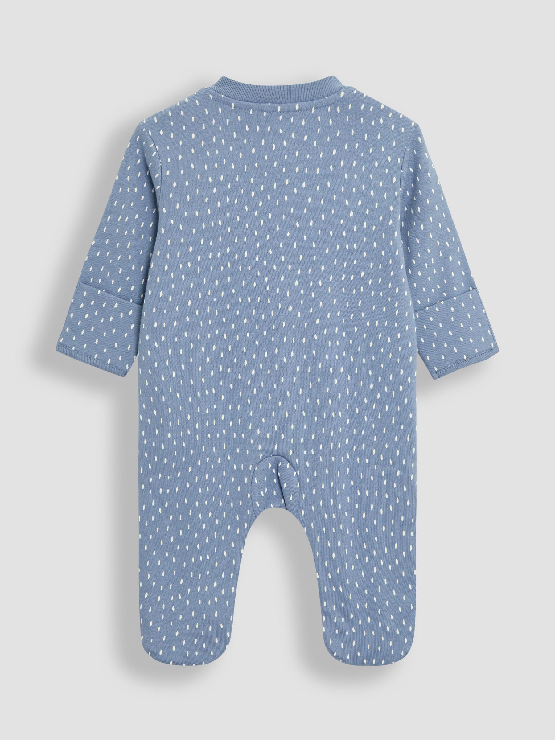 Blue 100% Cotton Footed Appliqué Zip Sleepsuit
