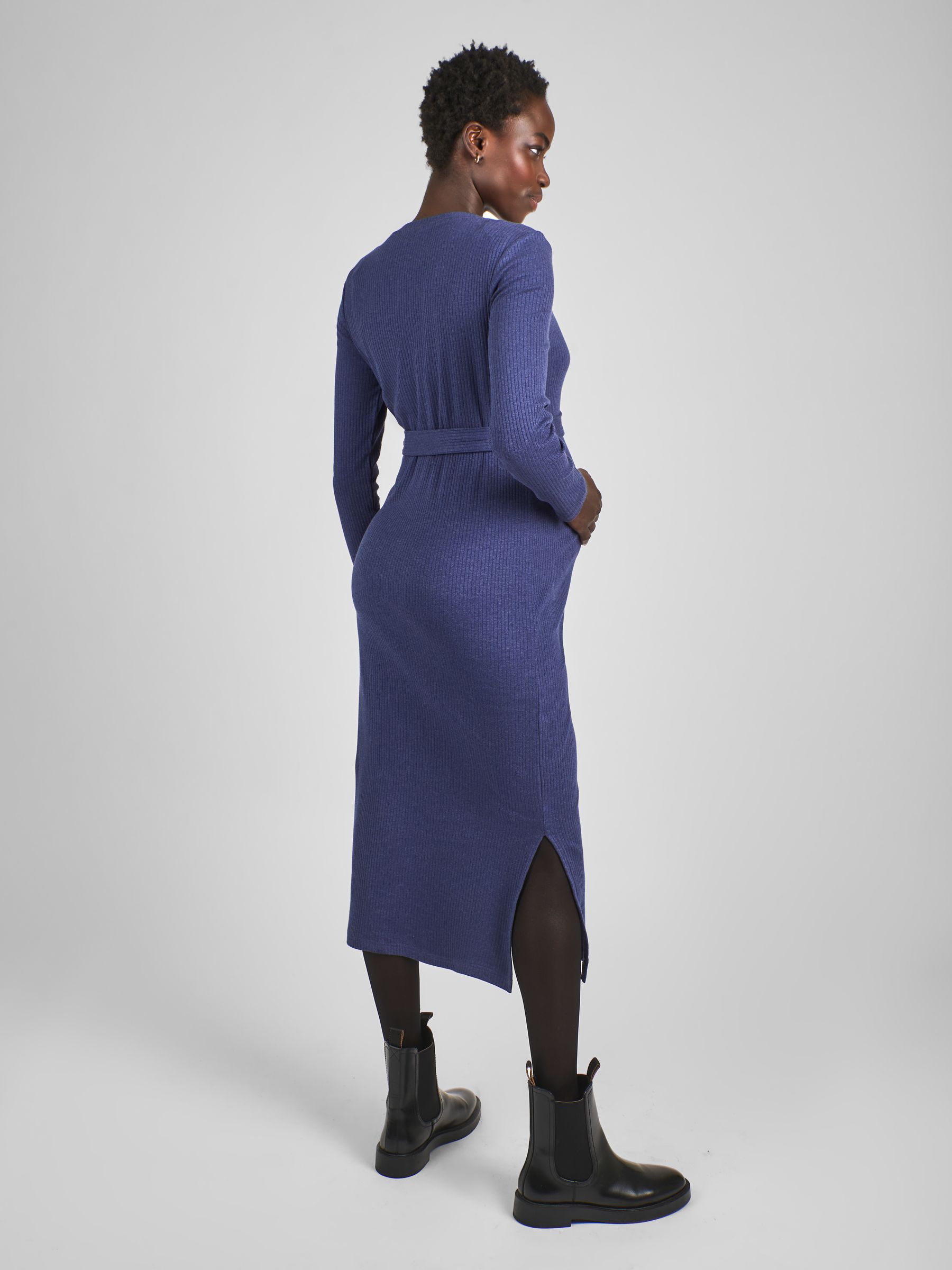 Oatmeal Stripe Ribbed Jersey Maternity Dress